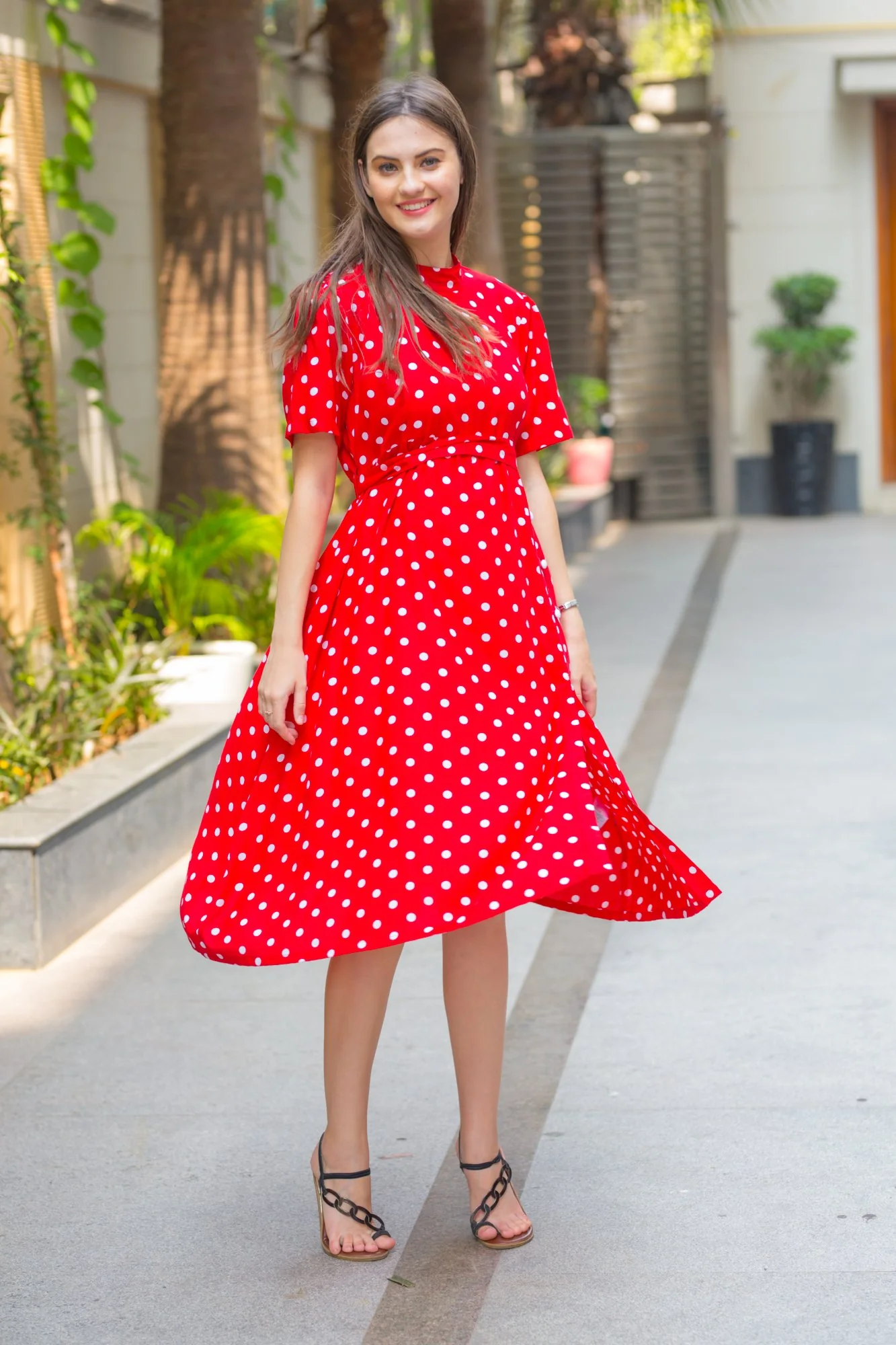 Red Polka Maternity Swing Dress - Chenance