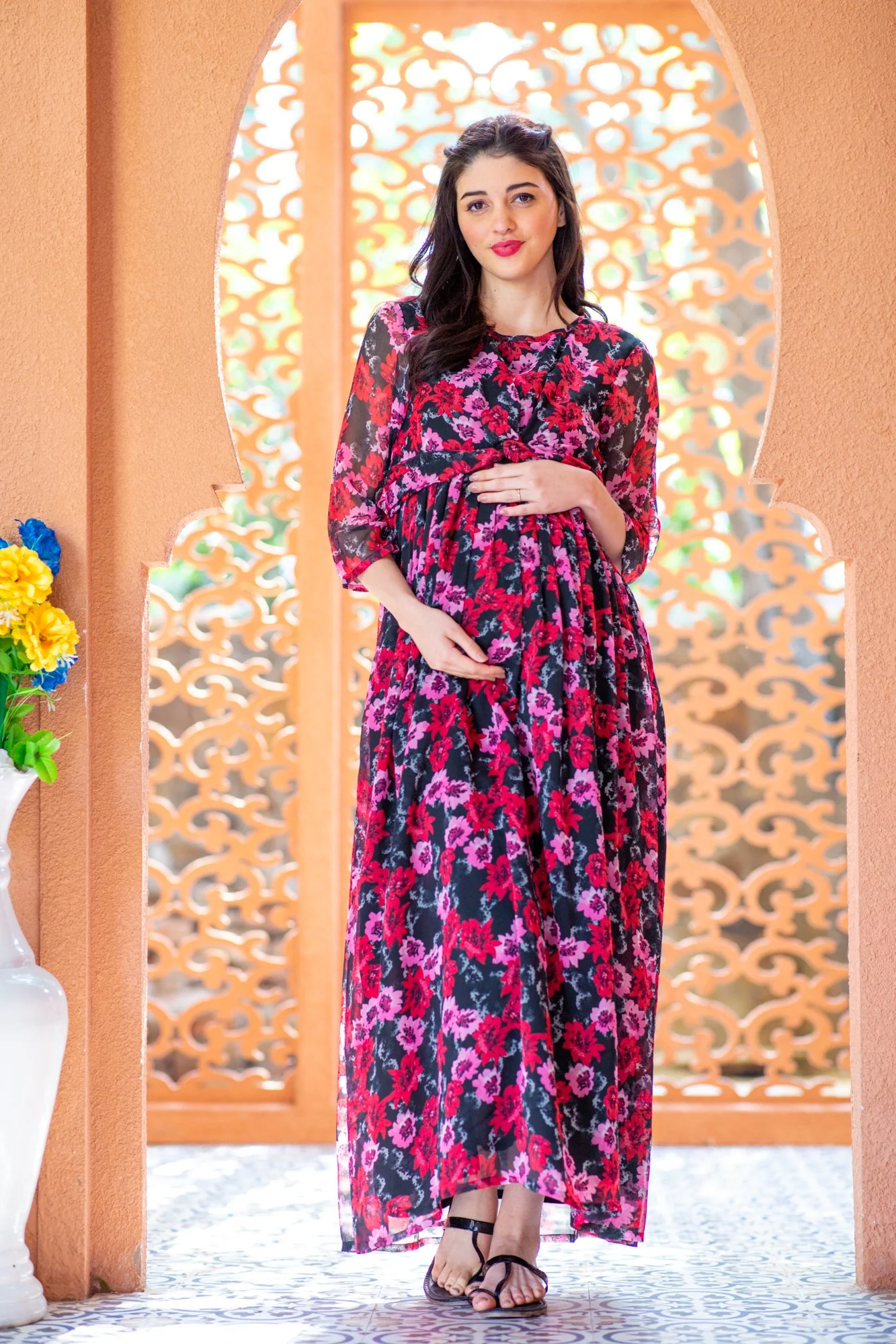 Noir Rose Maternity Knot Dress - Chenance