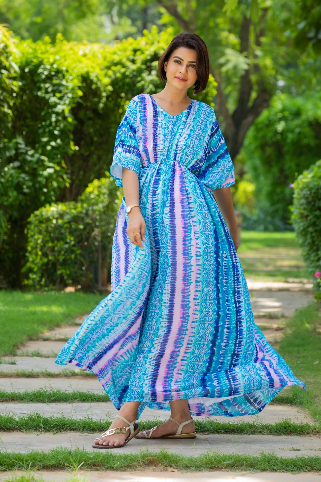 Aztec Waves Maternity Kaftan Dress - Chenance