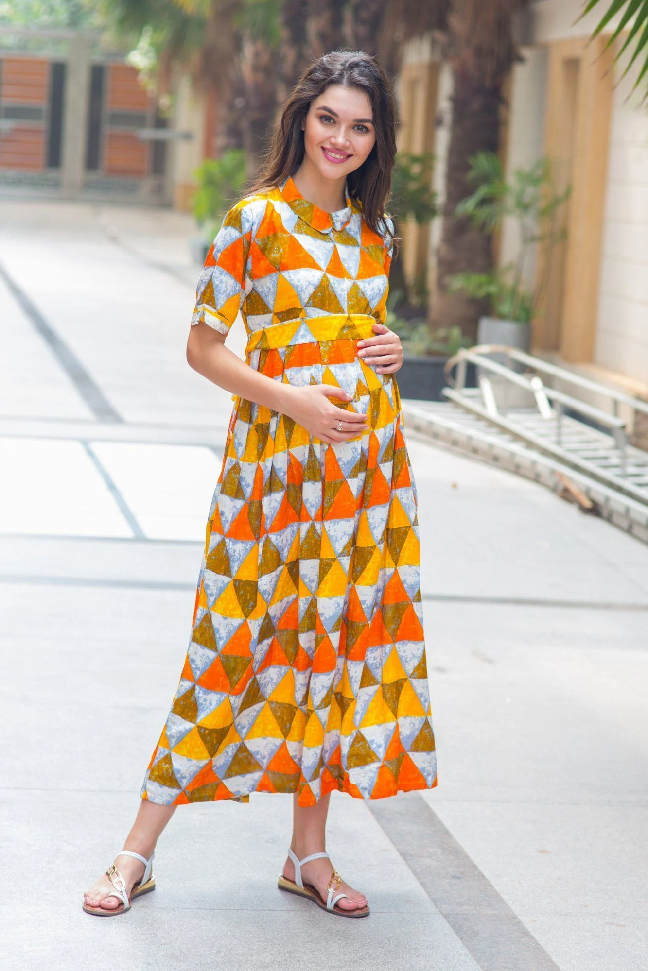 Tuscan Triangle Maternity & Nursing Dress - Chenance