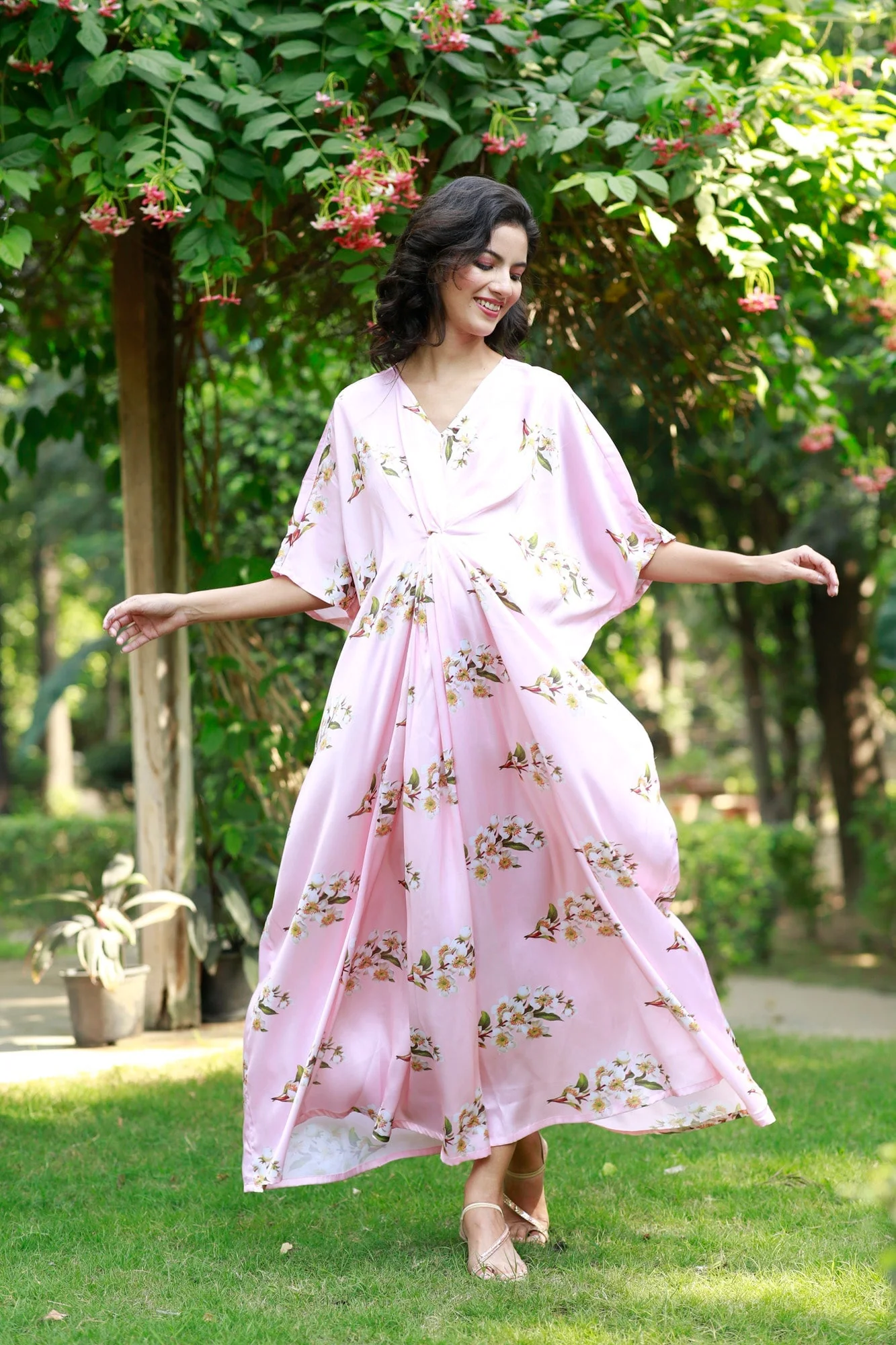 Luxe Peach Blossom Maternity Kaftan - Chenance