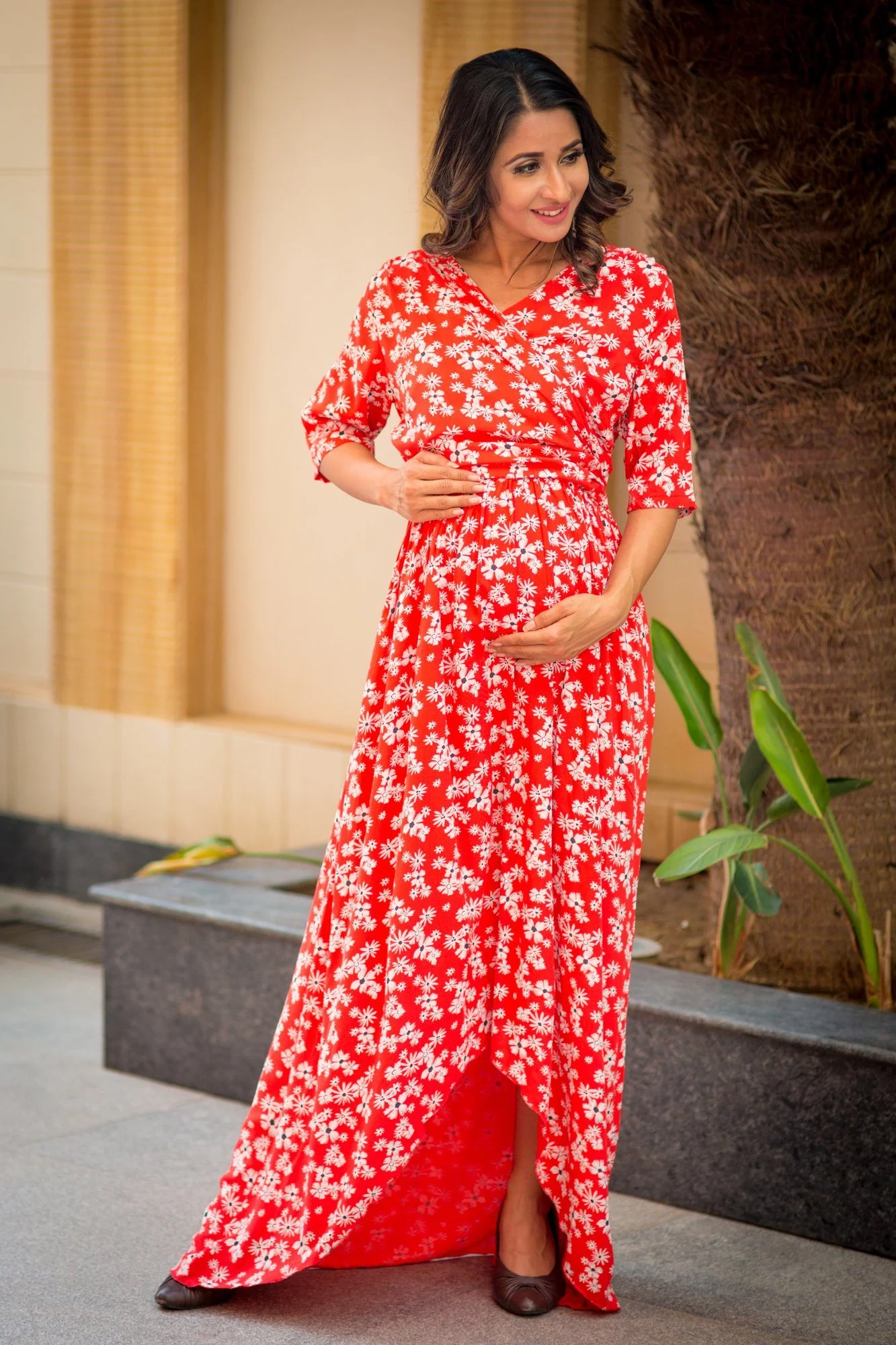 Tangerine Tulip Hi-Low Dress Maternity & Nursing Dress - Chenance