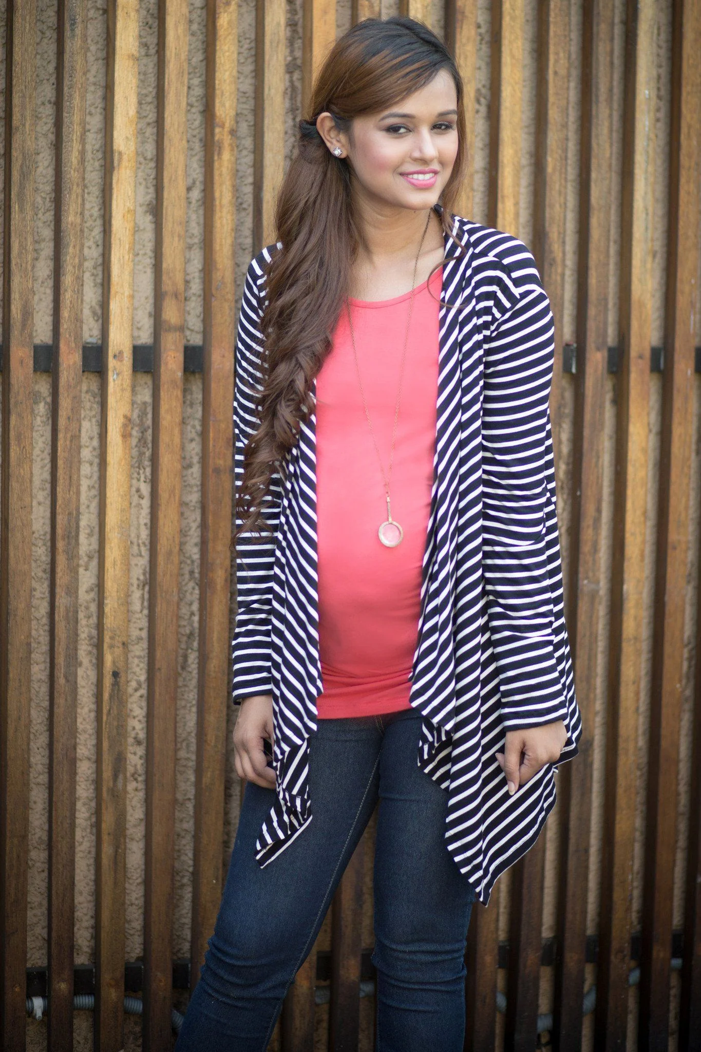 Nautical Striped Cascading Maternity Cover Up - Chenance