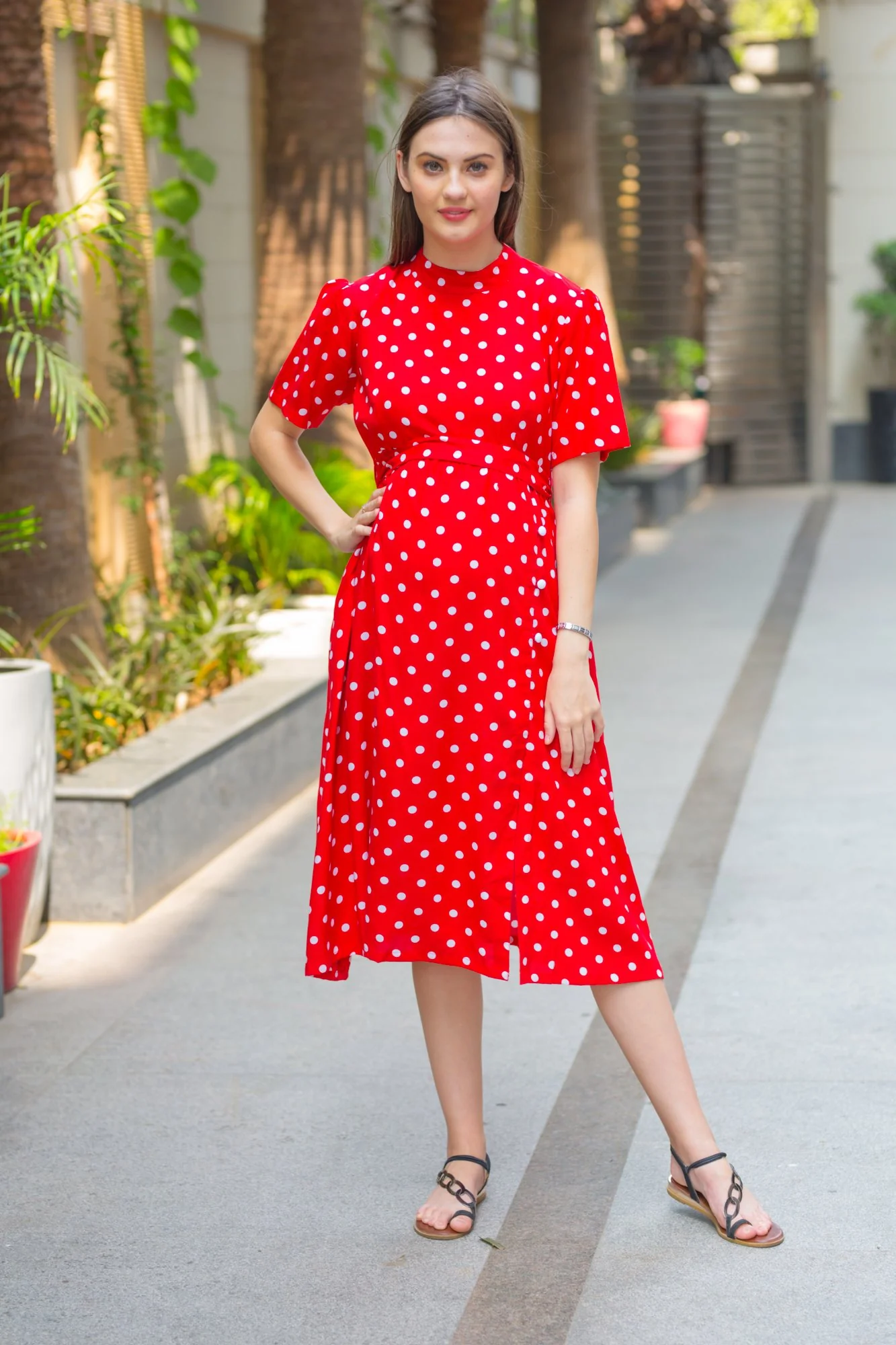 Red Polka Maternity Swing Dress - Chenance