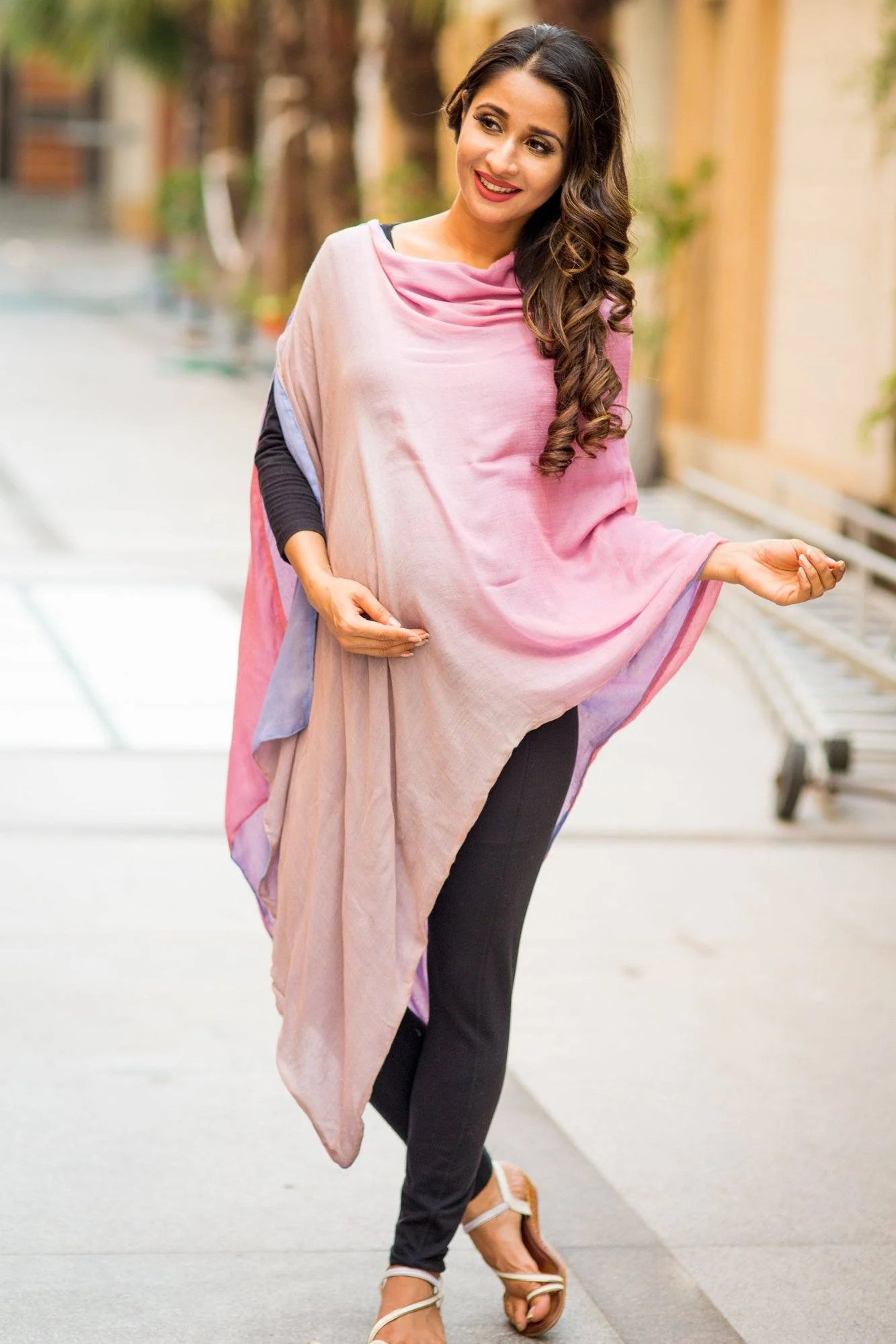 2 in 1 Double Sided Pink Pastel Ombre Modal Nursing Stole - Chenance