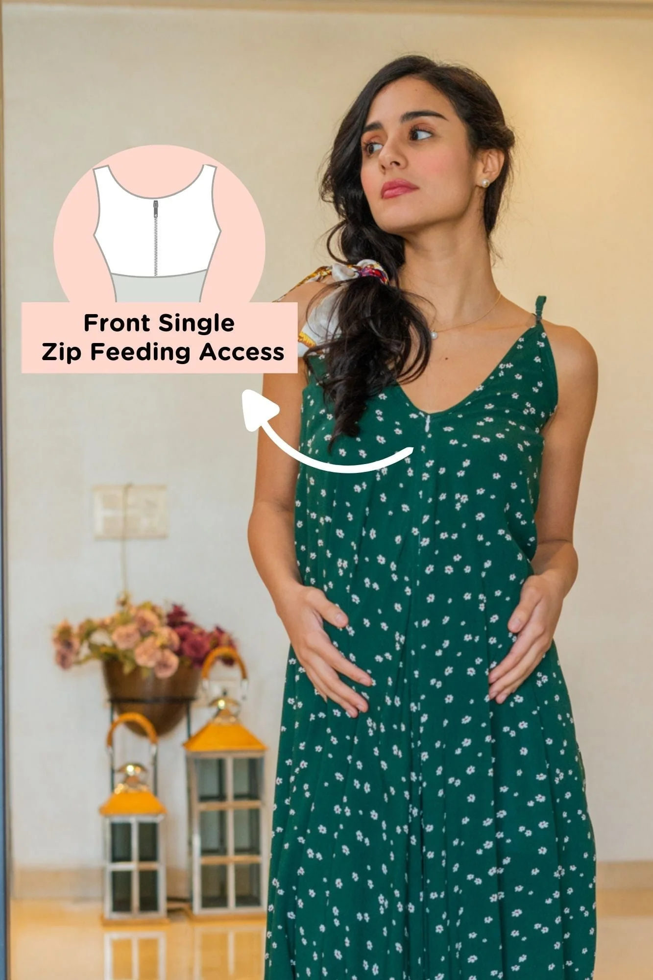 Peppy Forest Green Maternity & Nursing Jumpsuit + Cover Up - Chenance