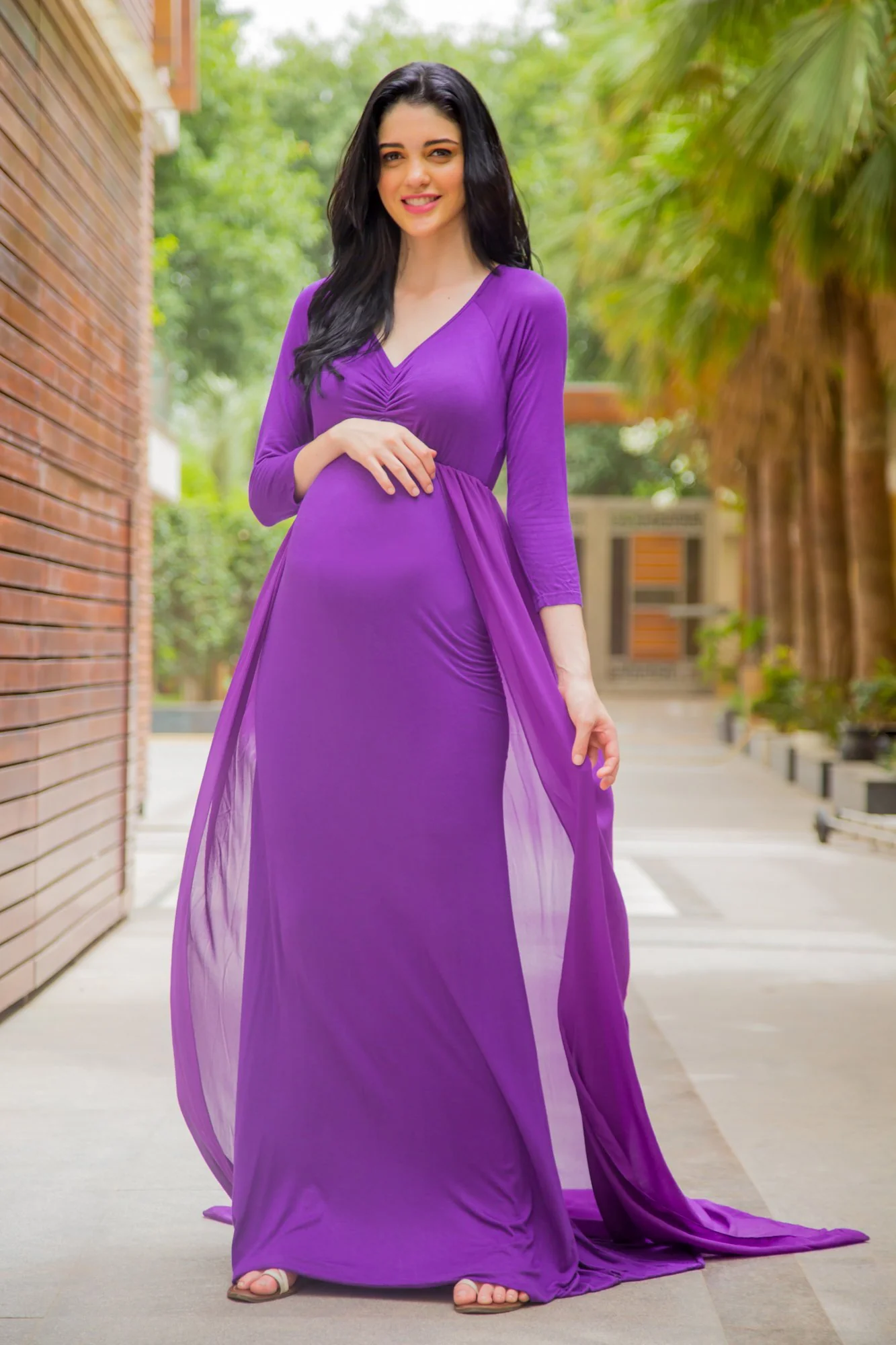 Deep Purple Trail Maternity Photoshoot Gown - Chenance