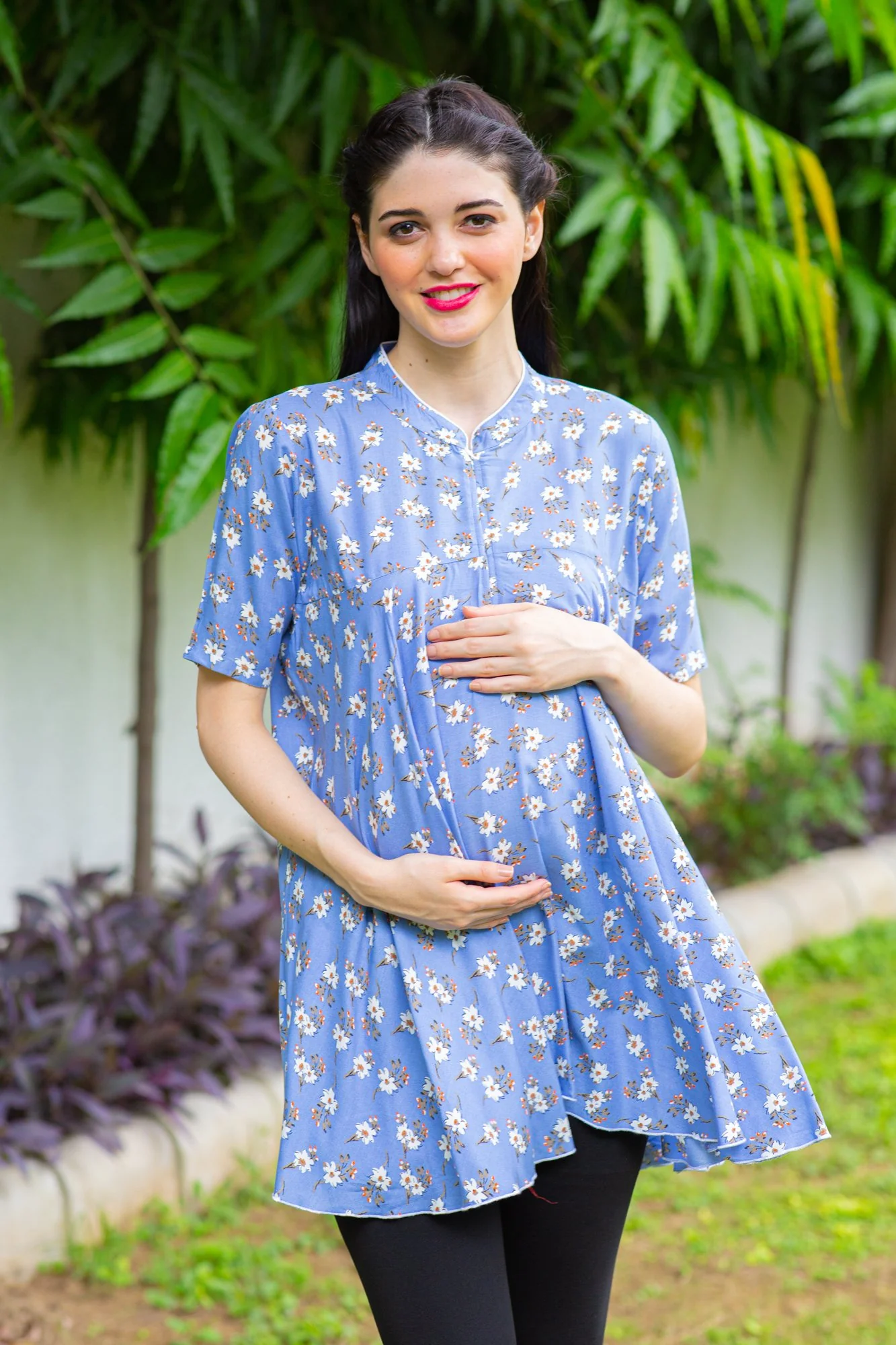Calming Blue Maternity & Nursing Flair Top - Chenance