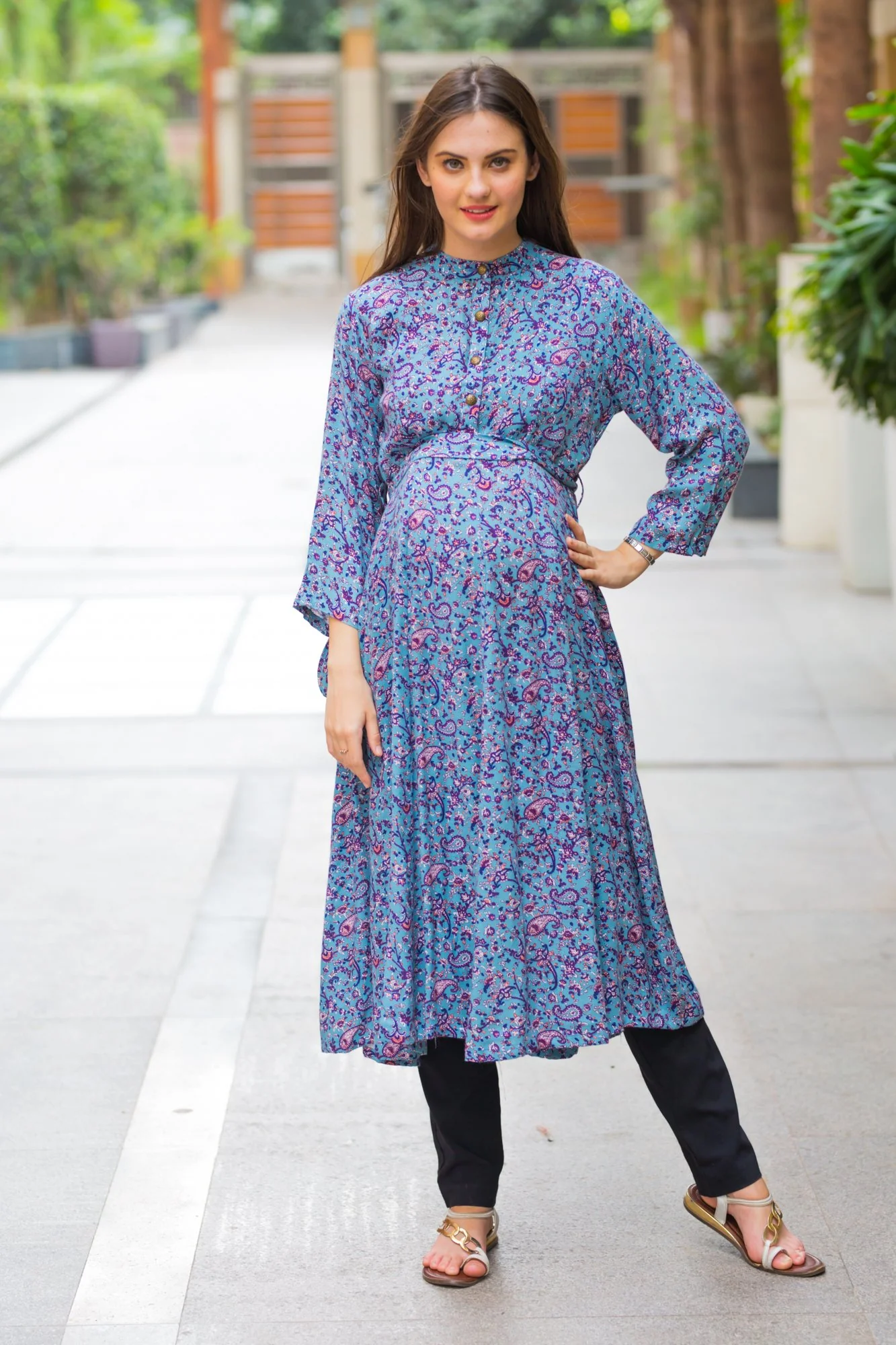 Lavender Paisley Maternity & Nursing Kurta - Chenance