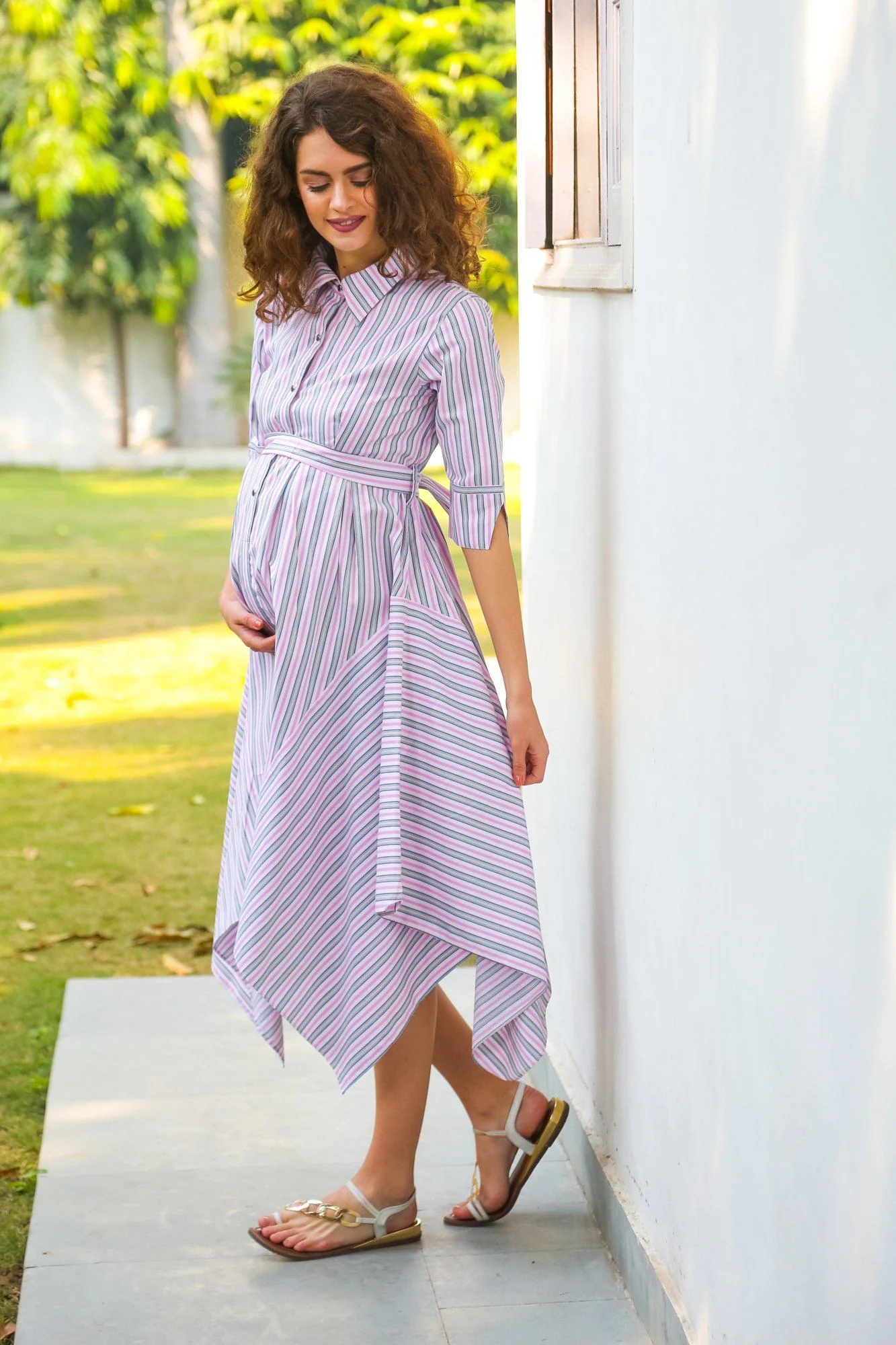 Dancing Striped Maternity & Nursing Dress - Chenance