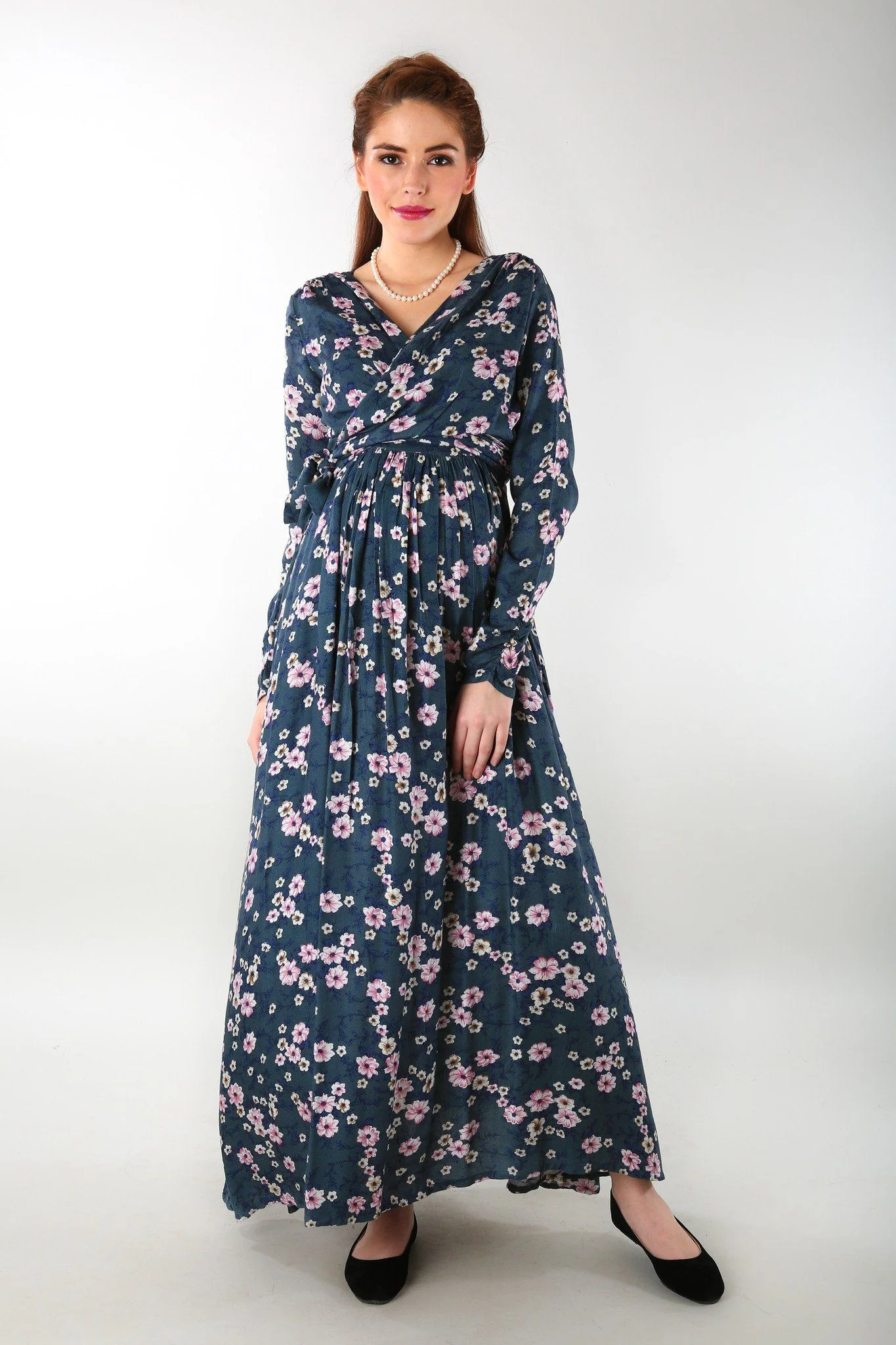 Floral Rich Print Front Wrap Maternity Dress - Chenance