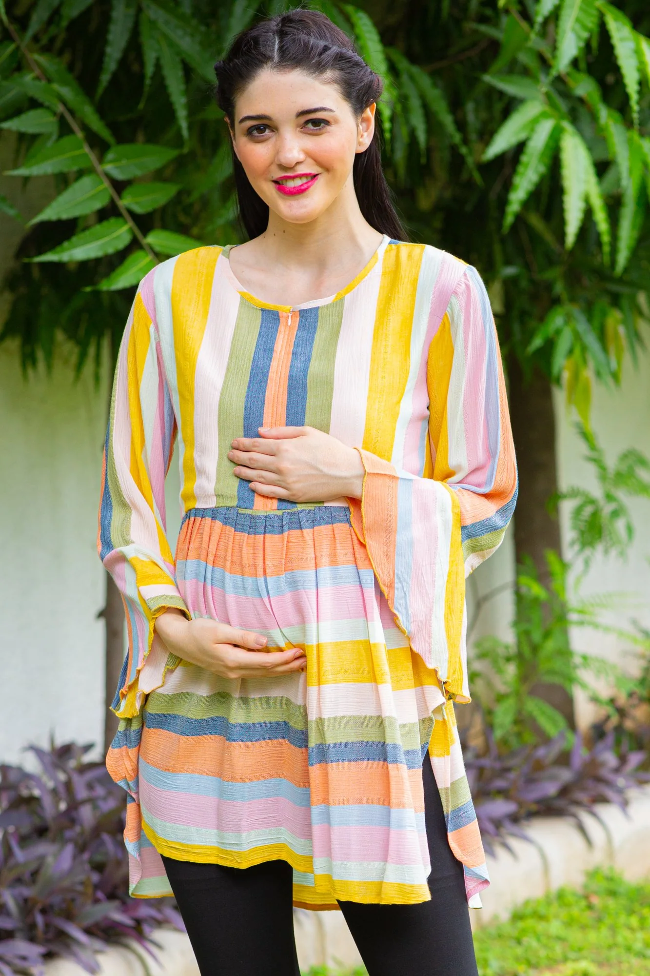 Hello Yellow Striped Nursing Top - Chenance