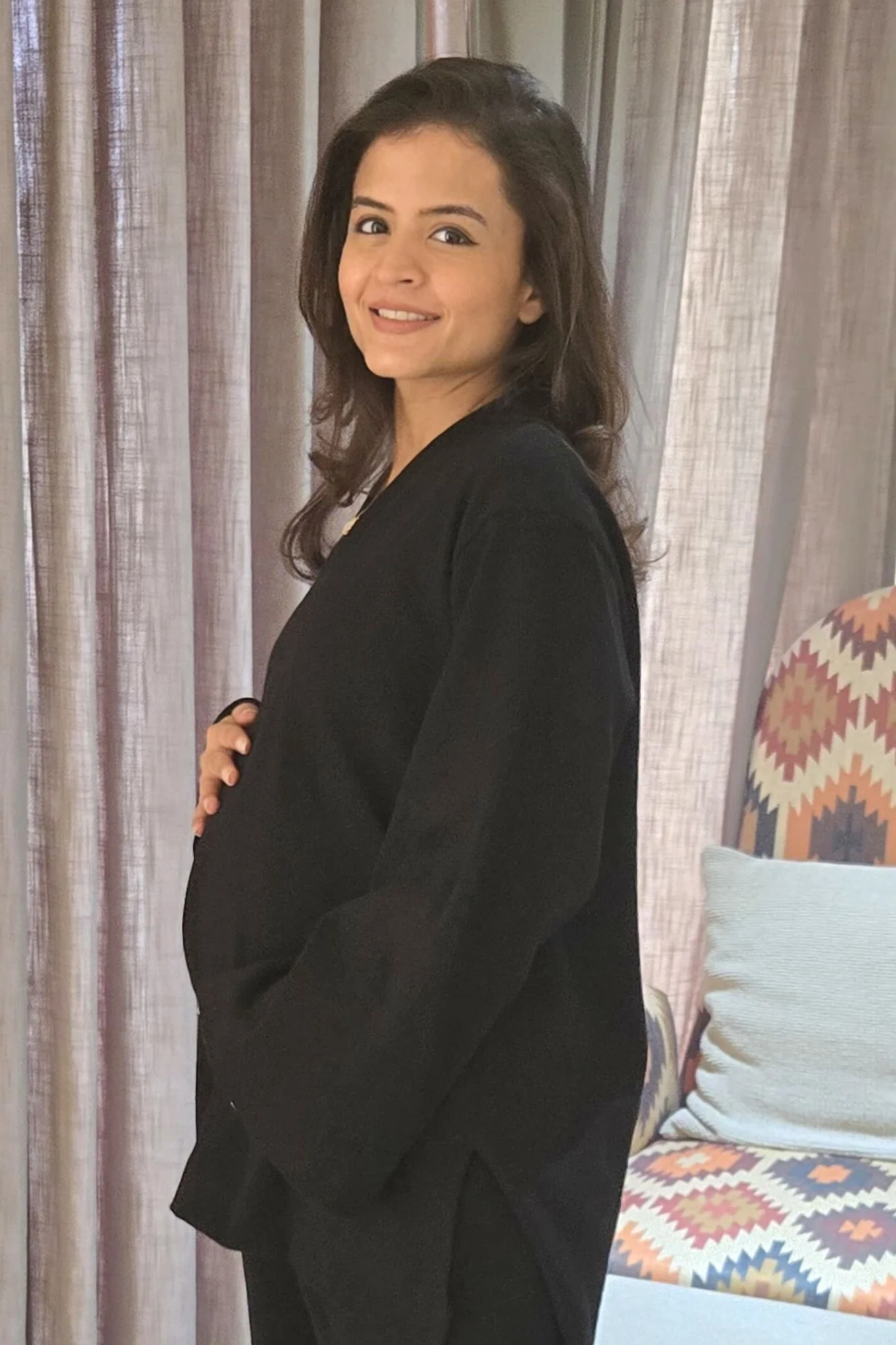Classic Black Ribbed Maternity Stretchable Top - Chenance