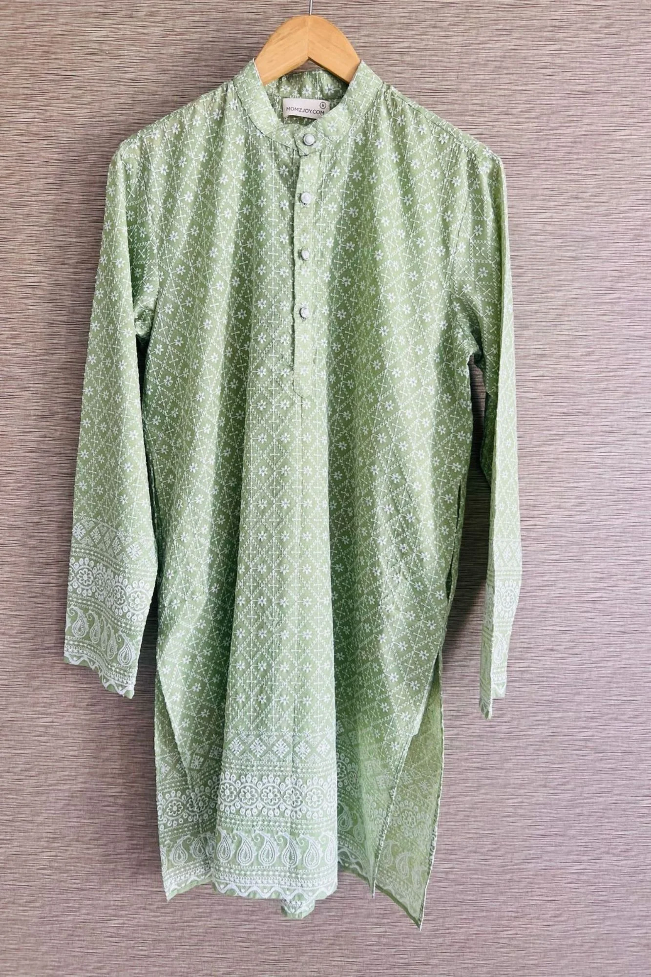 Men Dusty Green Kurta Sets (2pc) - Chenance