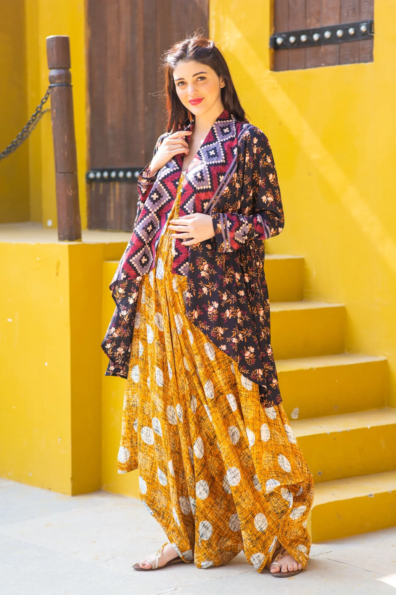 Set of 2 - Noir Cotton Maternity Jumpsuit with Cover Up - Chenance