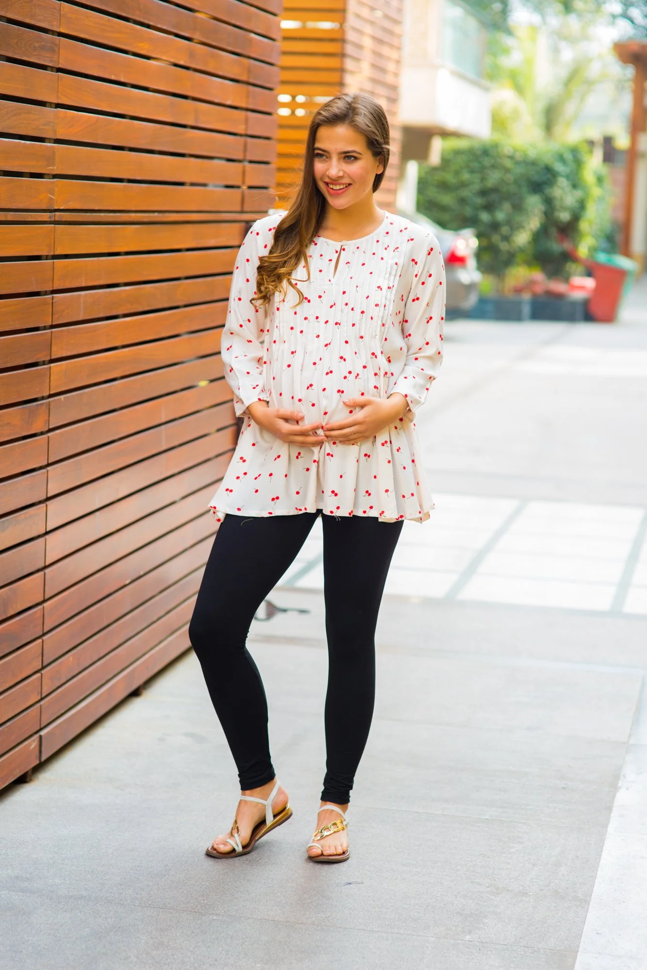 Serene Cherry Pintucks Maternity & Nursing Top - Chenance