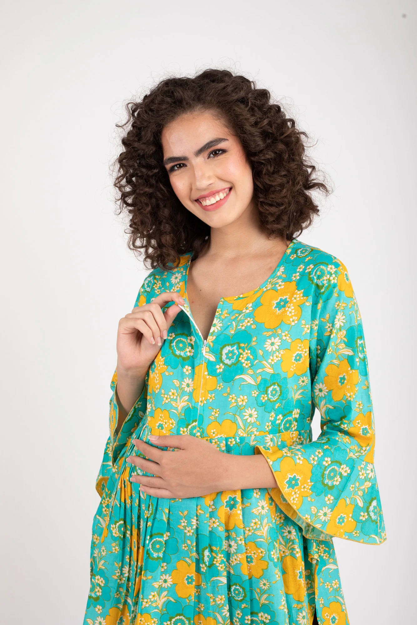 Blooming Mint Maternity & Nursing Top (100% Cotton) - Chenance