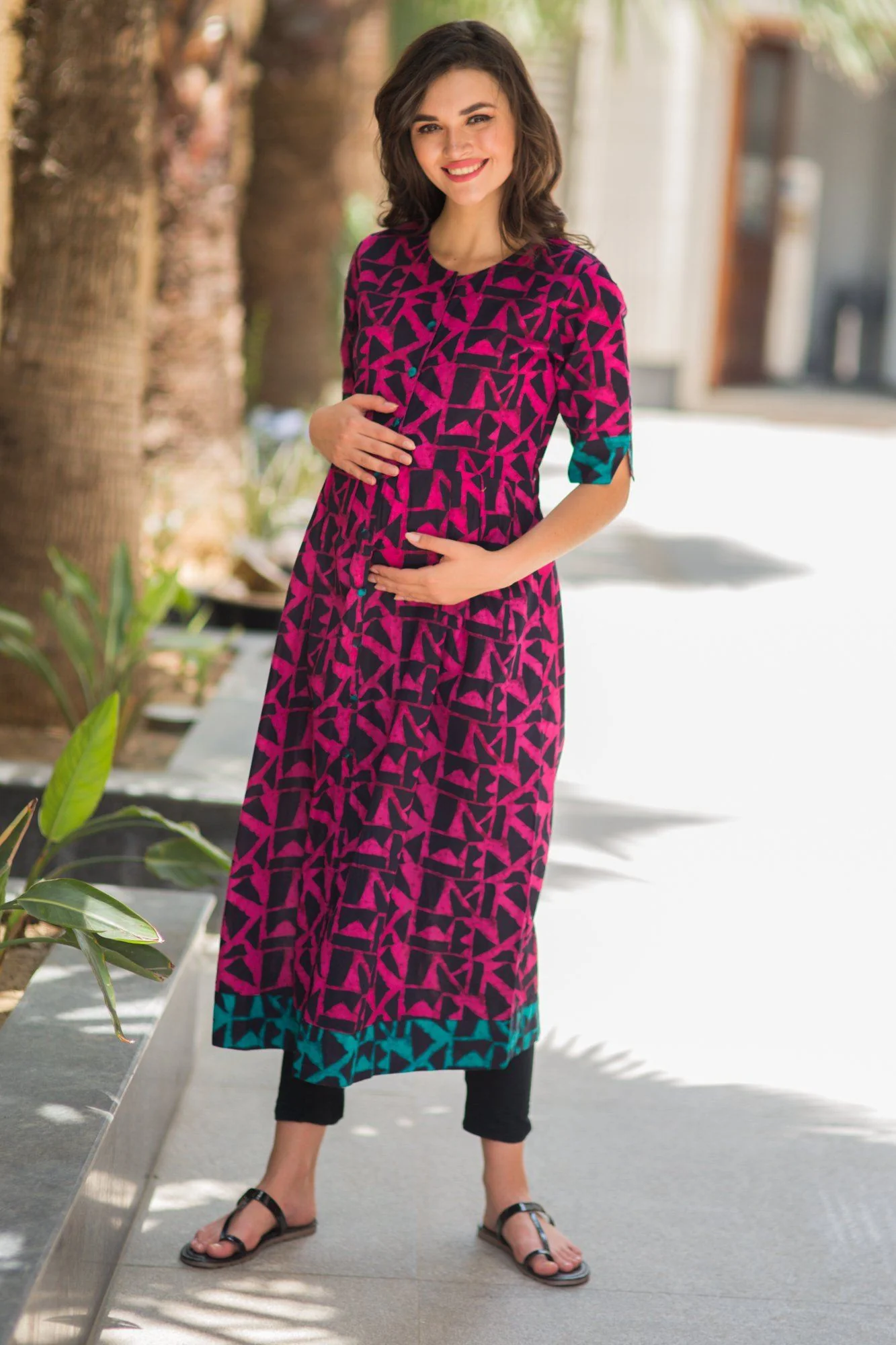 Abstract Cider Maternity and Nursing Cotton Kurta - Chenance