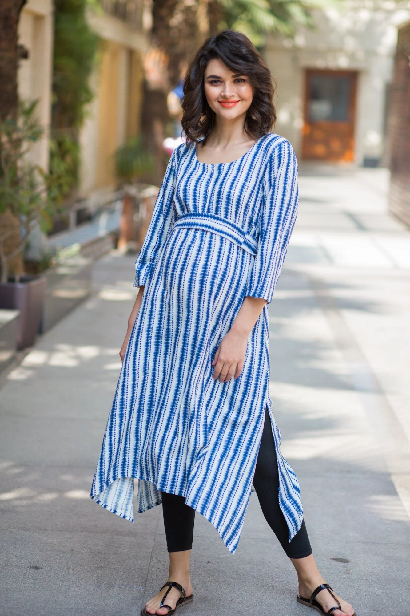 Symmetrical Aqua Maternity & Nursing Kurta - Chenance