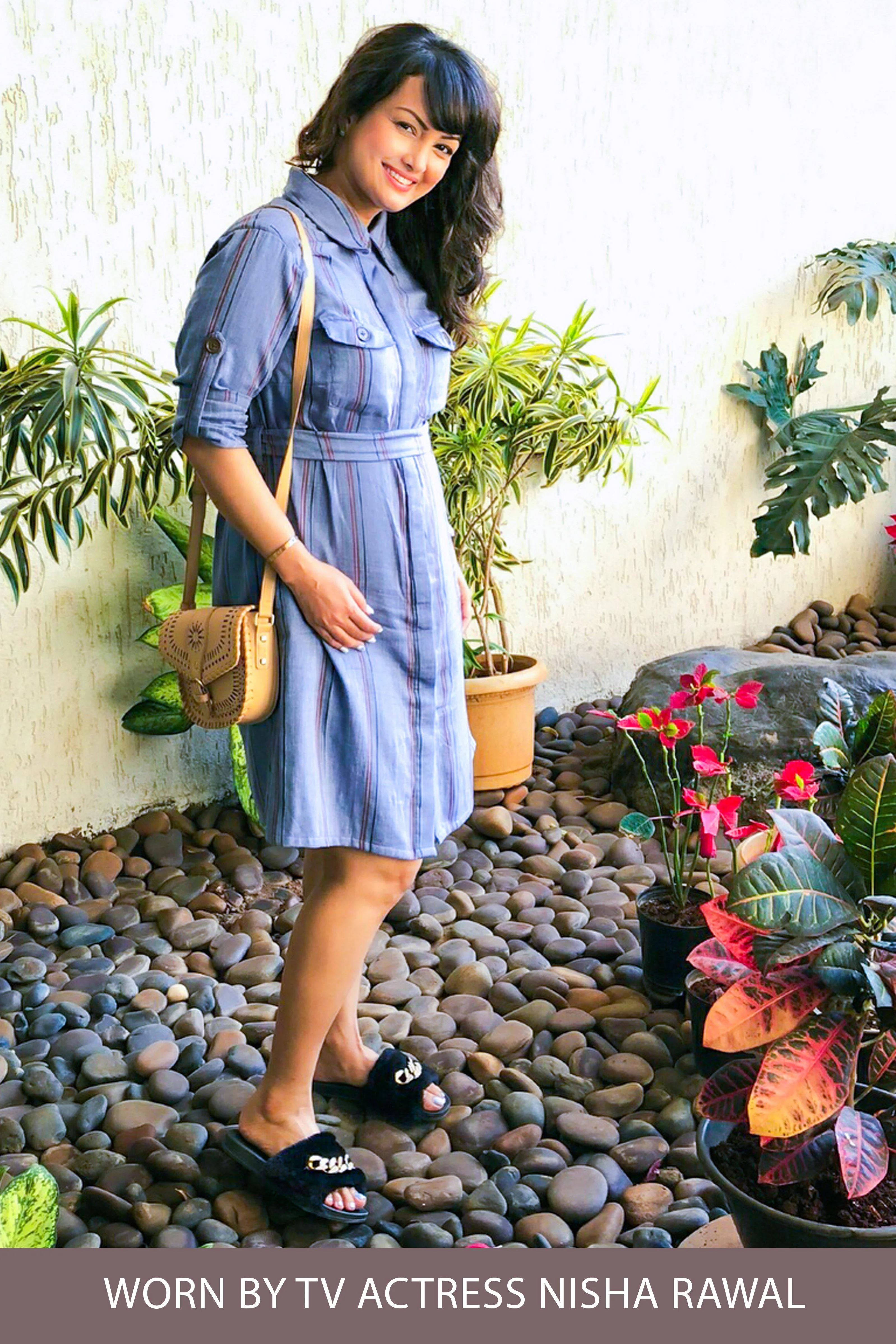 Denim Stripe Versatile Maternity & Nursing Shirt Dress - Chenance