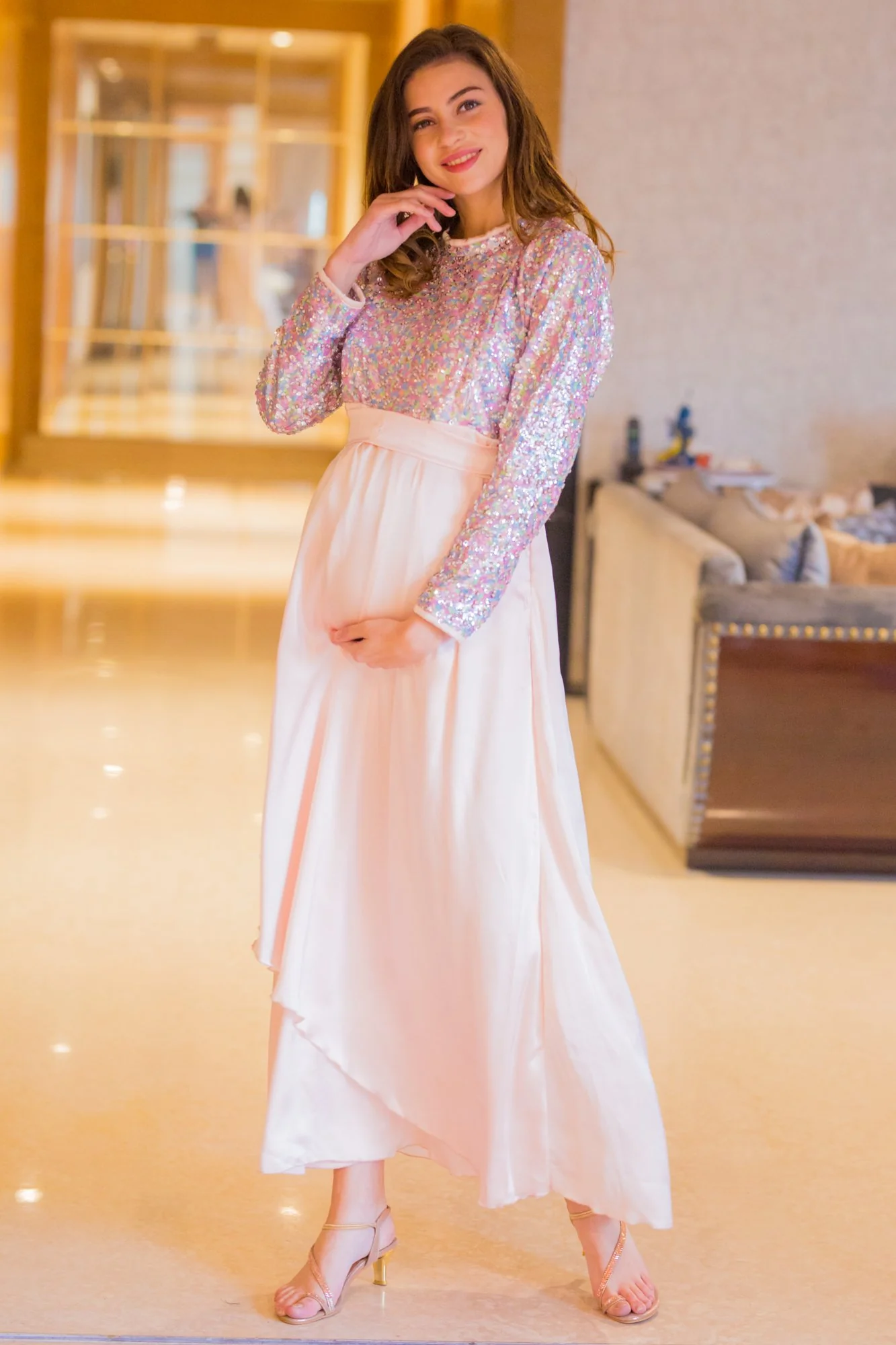 Peppy Sequin Maternity & Nursing Dress - Chenance