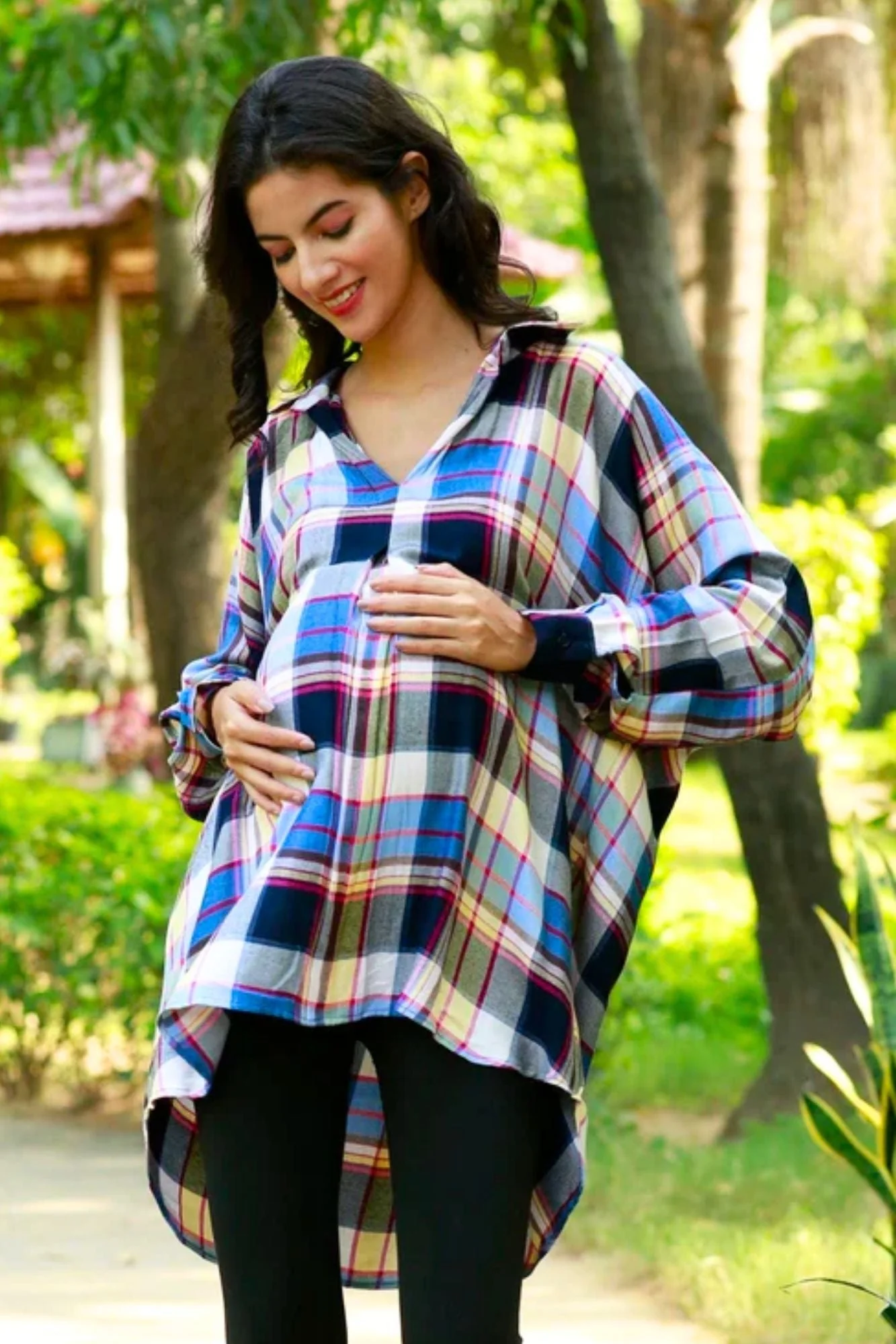 Easy Breezy Blue Plaid Maternity Top - Chenance
