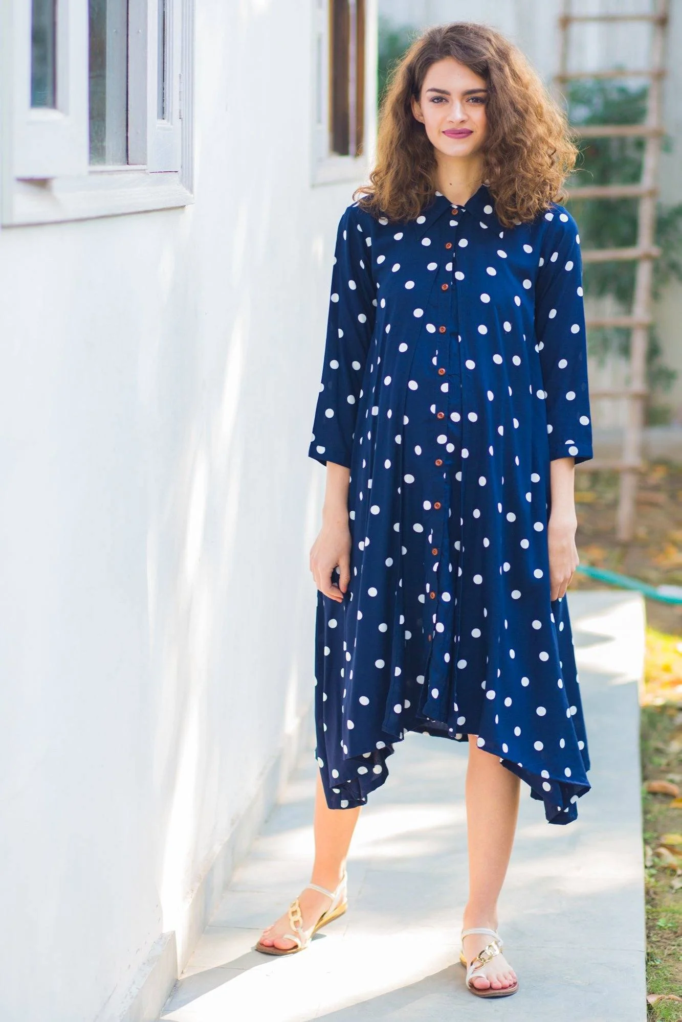 Persian Polka Maternity & Nursing Dress - Chenance