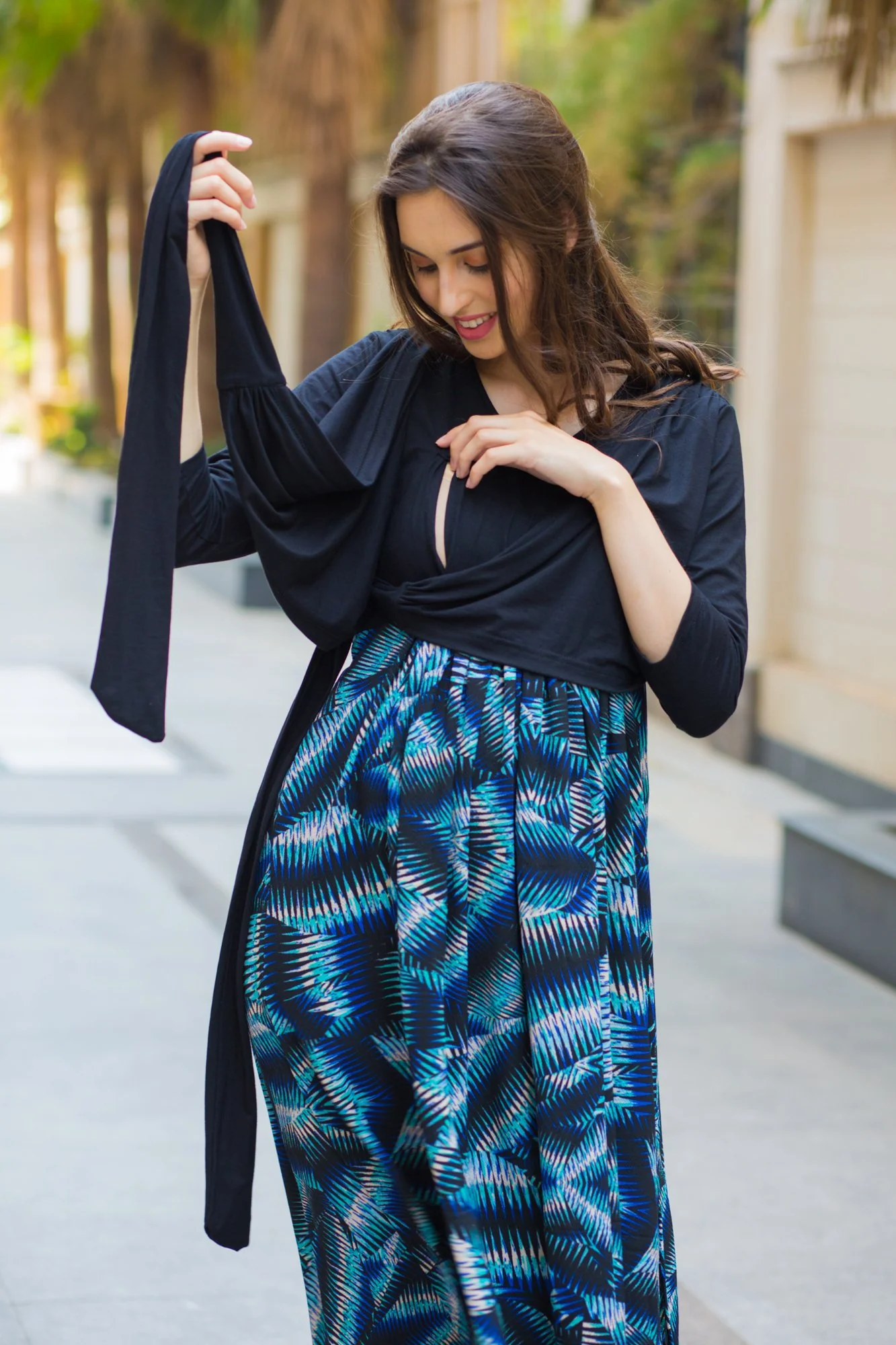 Tropical Sea Green Maternity & Nursing Wrap Dress - Chenance