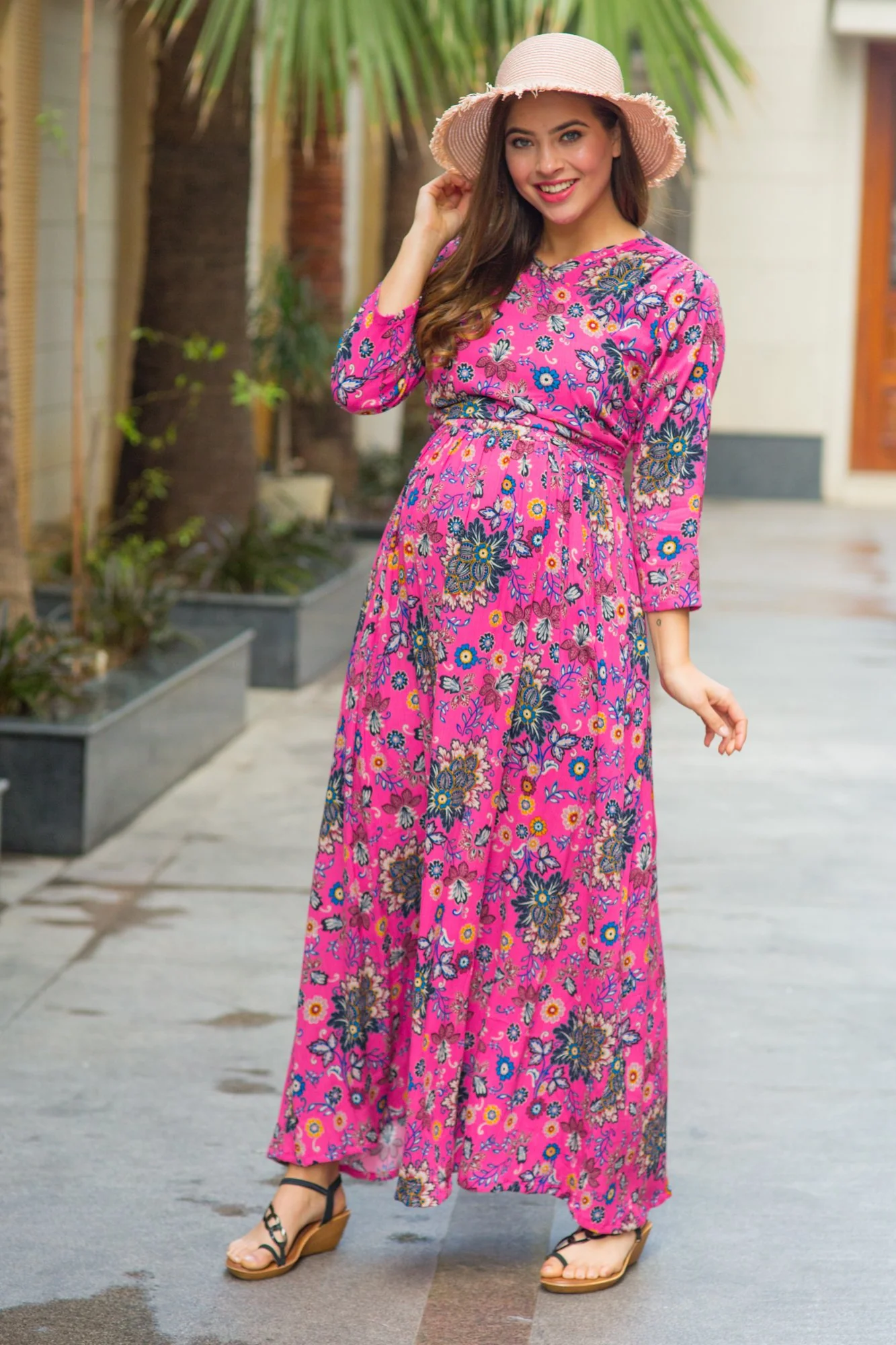 Taffy Pink Maternity & Nursing Wrap Dress - Chenance