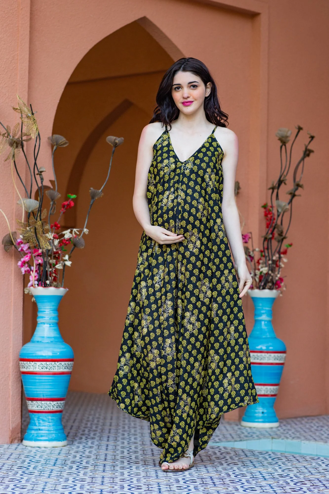 Paisley Cotton Maternity Jumpsuit - Chenance