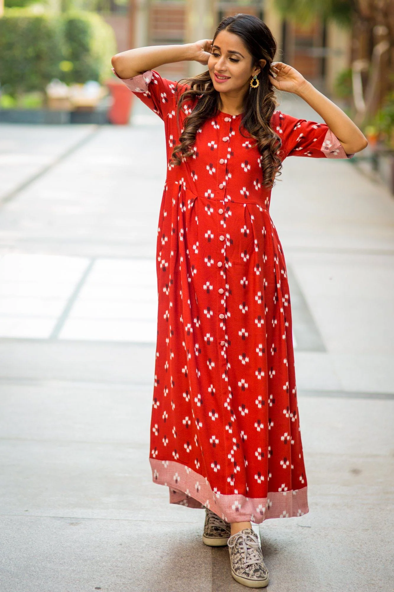 Scarlet Viscose Maternity & Nursing Kurta - Chenance