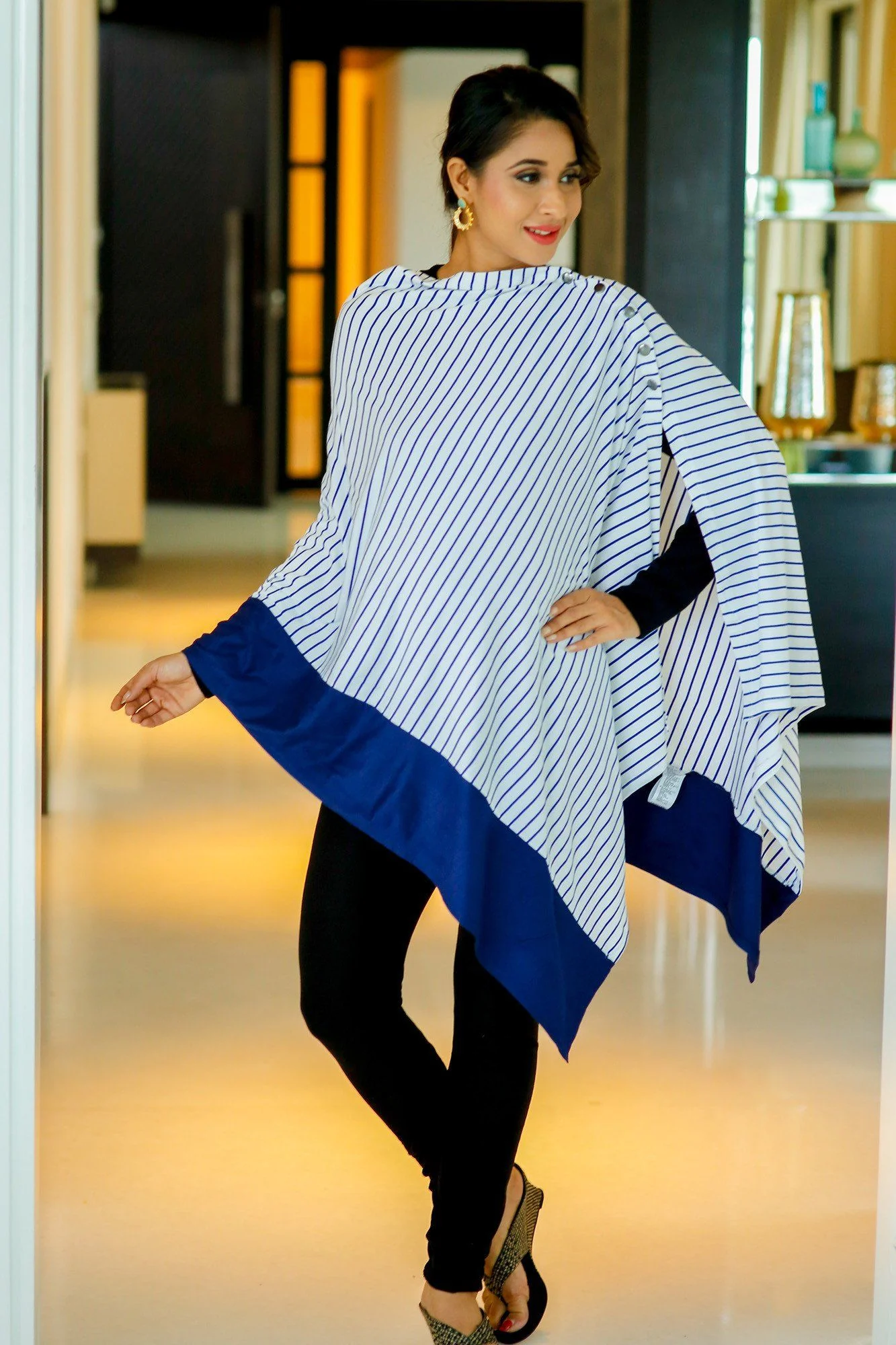 Versatile Nautical Striped Nursing Stole - Chenance