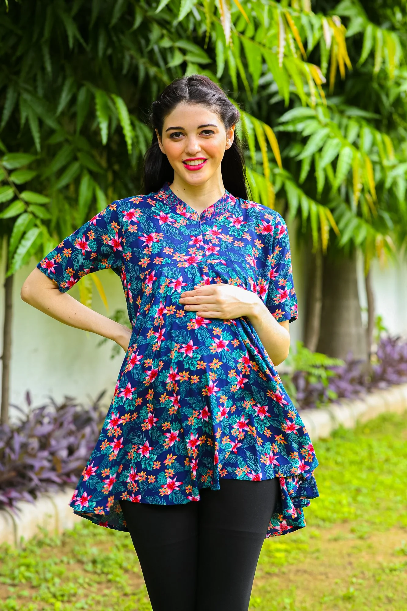 Blue Mist Maternity & Nursing Flair Top - Chenance