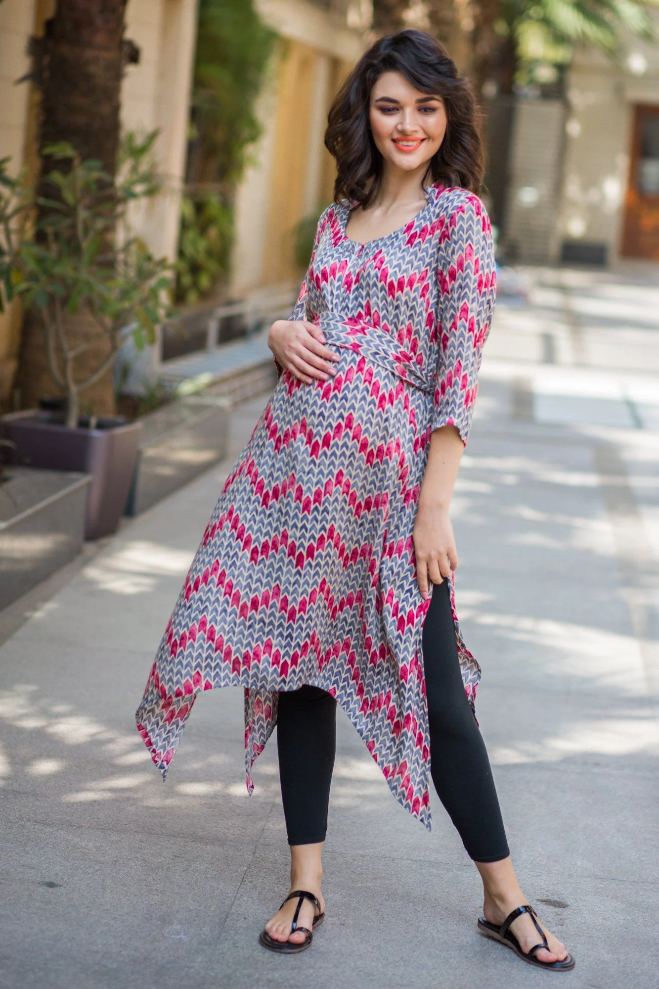 Orchid Zig Zag Maternity & Nursing Kurta - Chenance