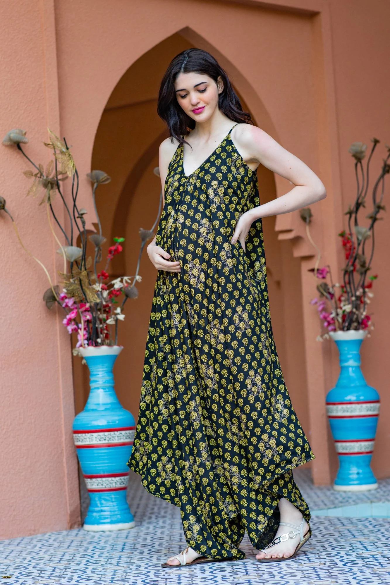 Paisley Cotton Maternity Jumpsuit - Chenance