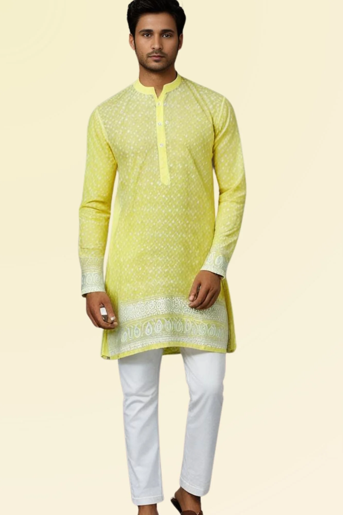 Men Lemon Kurta Sets (2pc) - Chenance