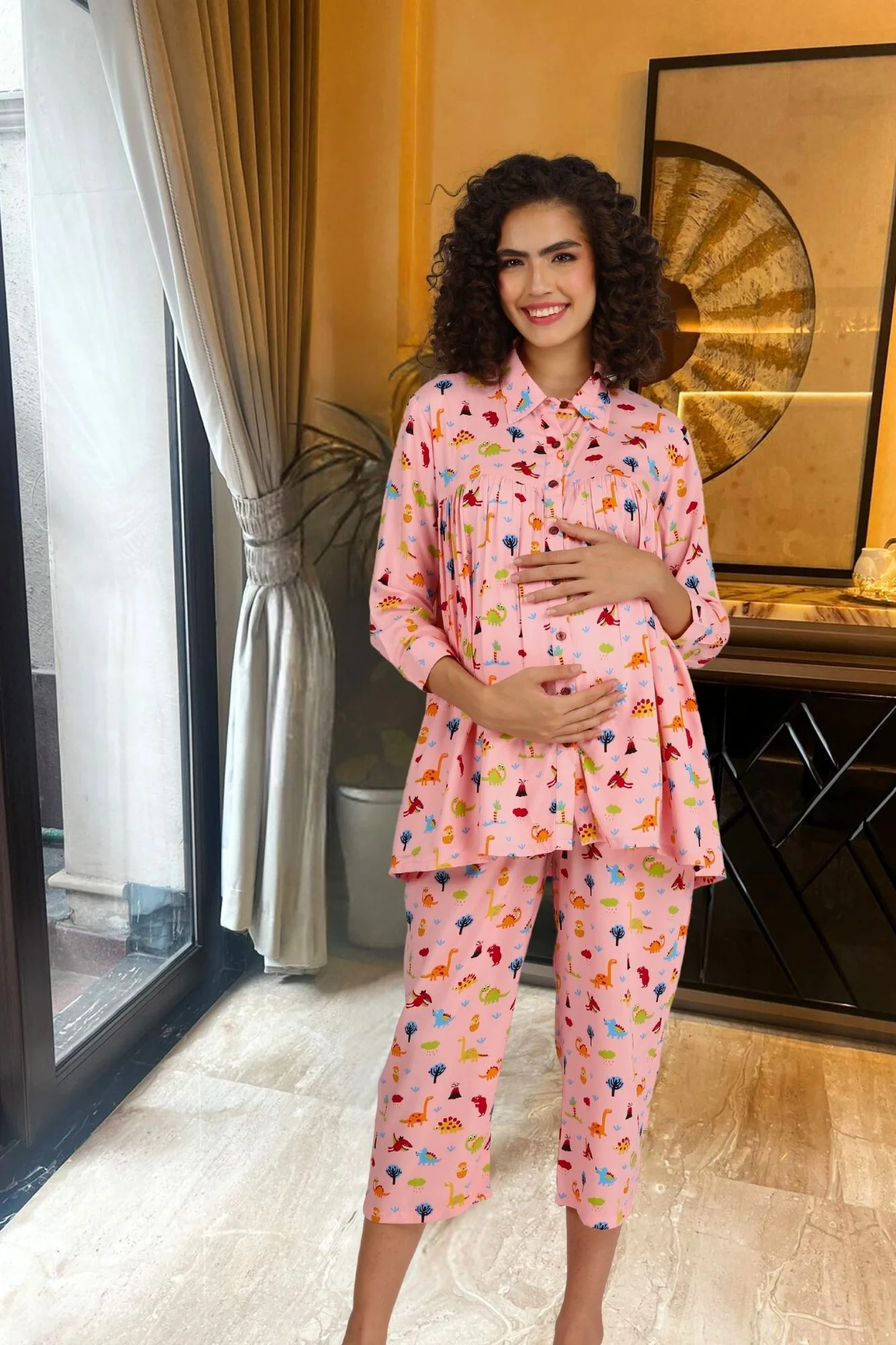 Cute Forest Maternity & Nursing Lounge Coord Set (2Pc) - Chenance
