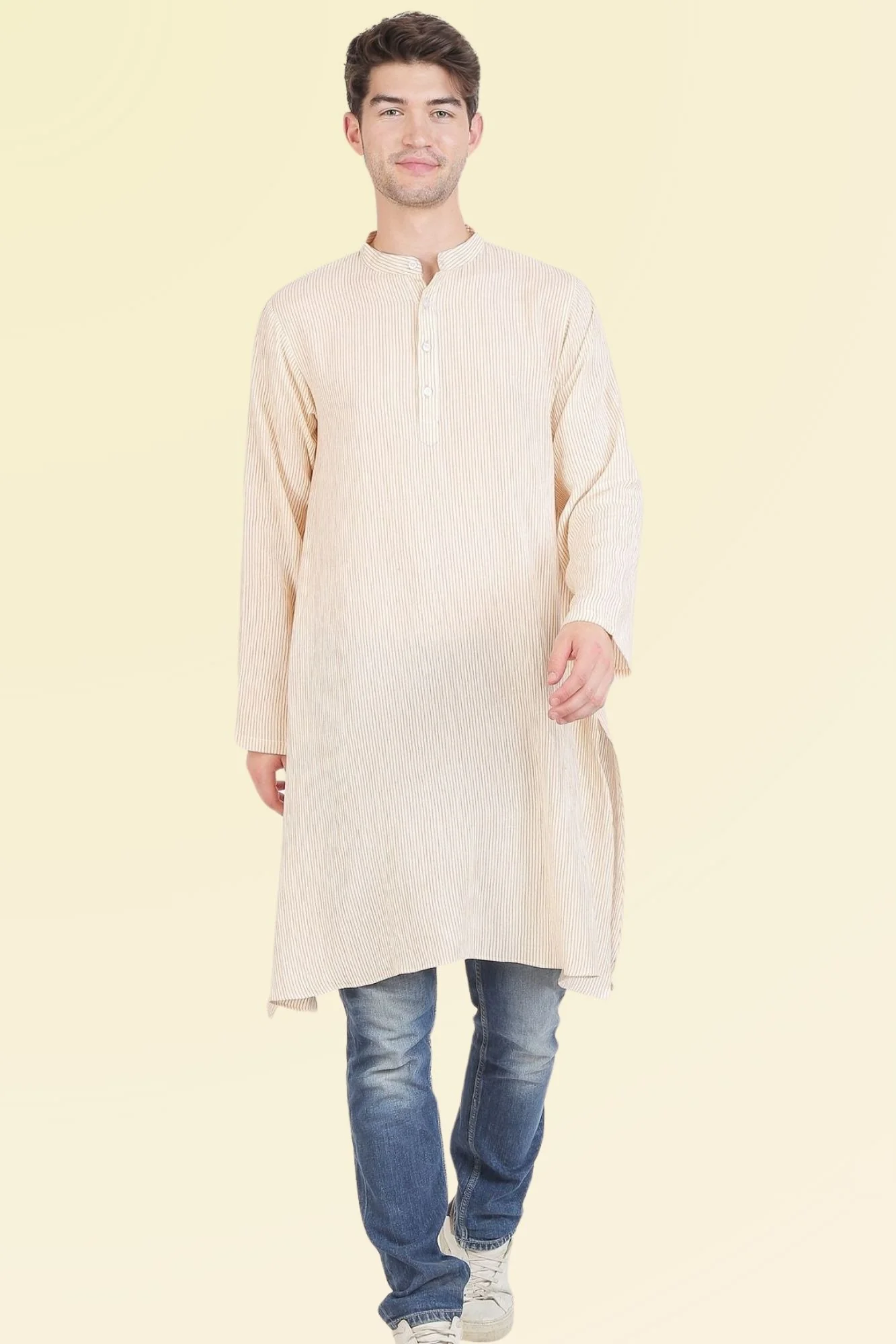 Men Ginger Striped Kurta - Chenance