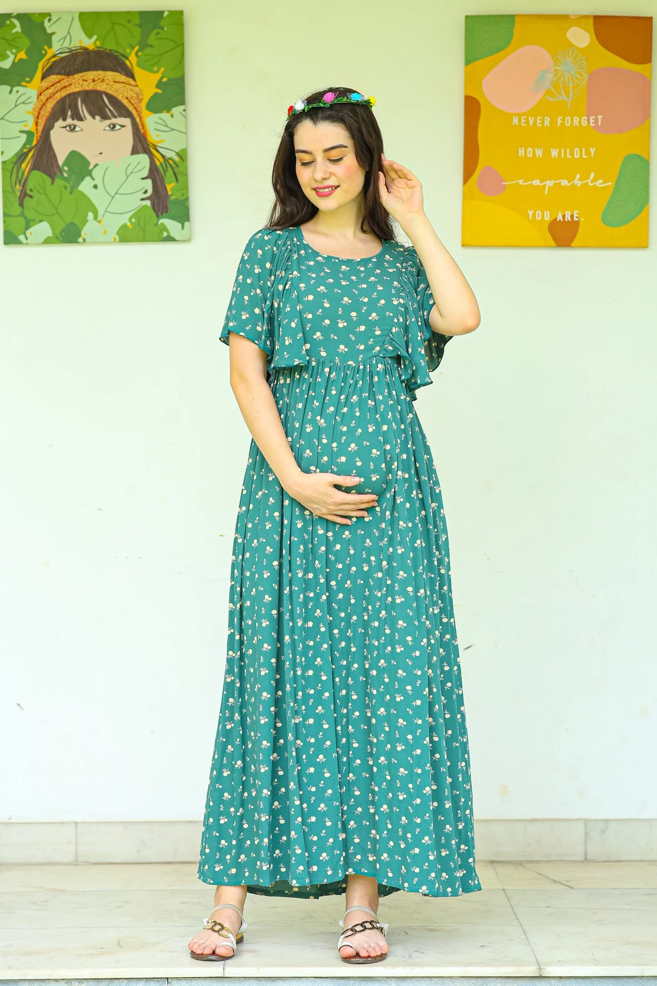 Emerald Berry Maternity & Nursing Flap Dress - Chenance