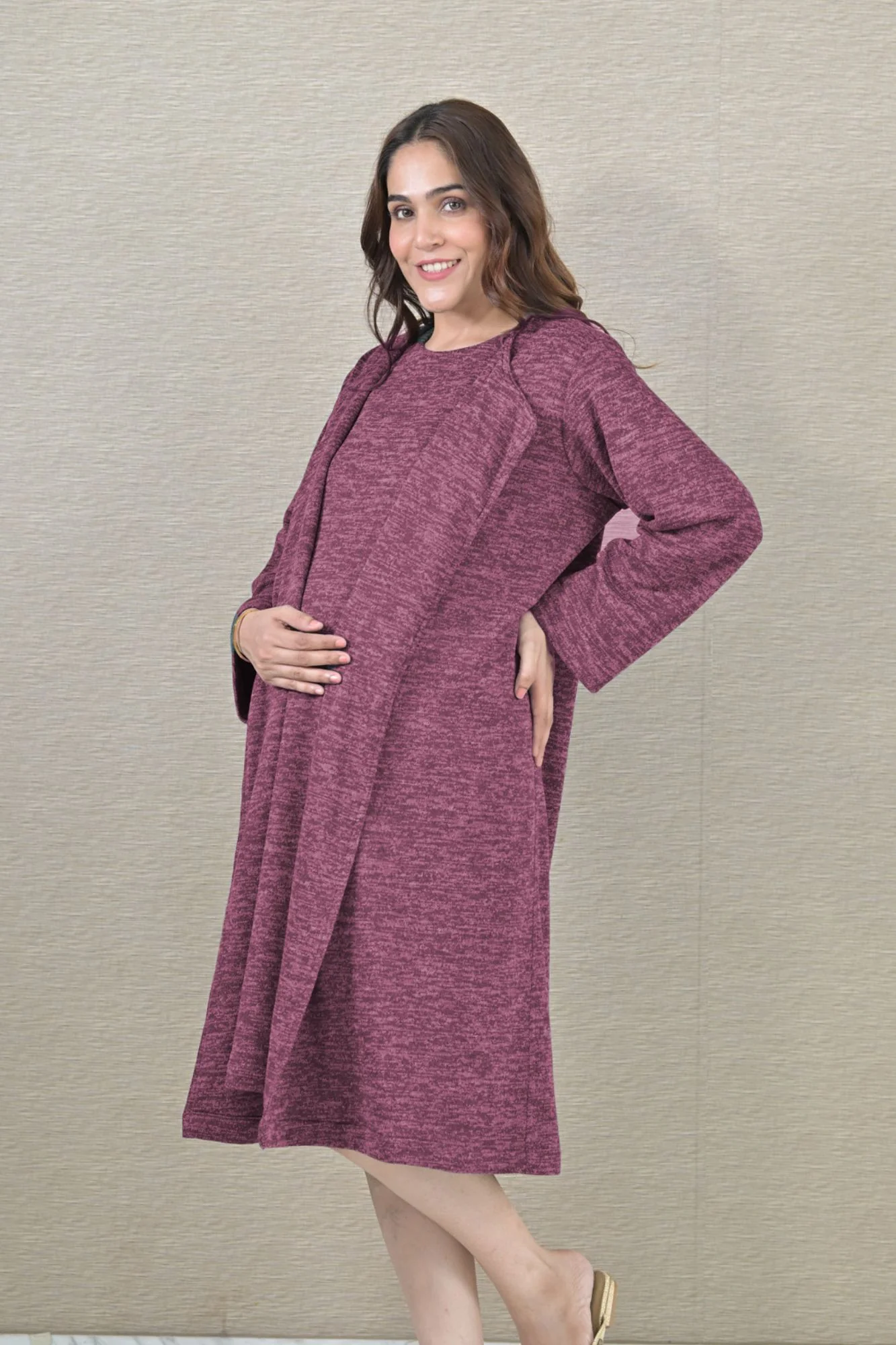 Breezy Purple Maternity Winter Cover Up - Chenance