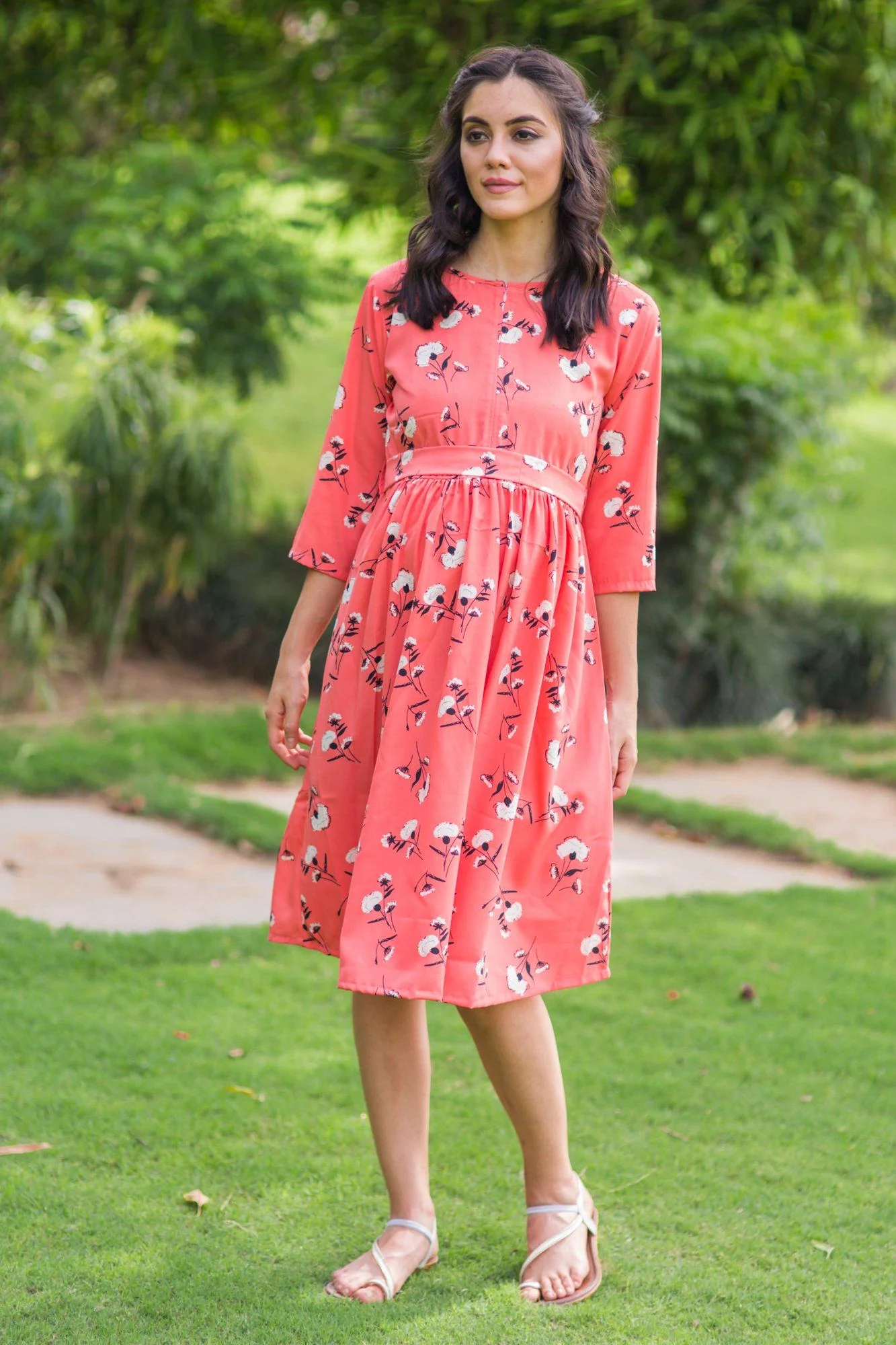 Happy Peach Maternity & Nursing Dress - Chenance