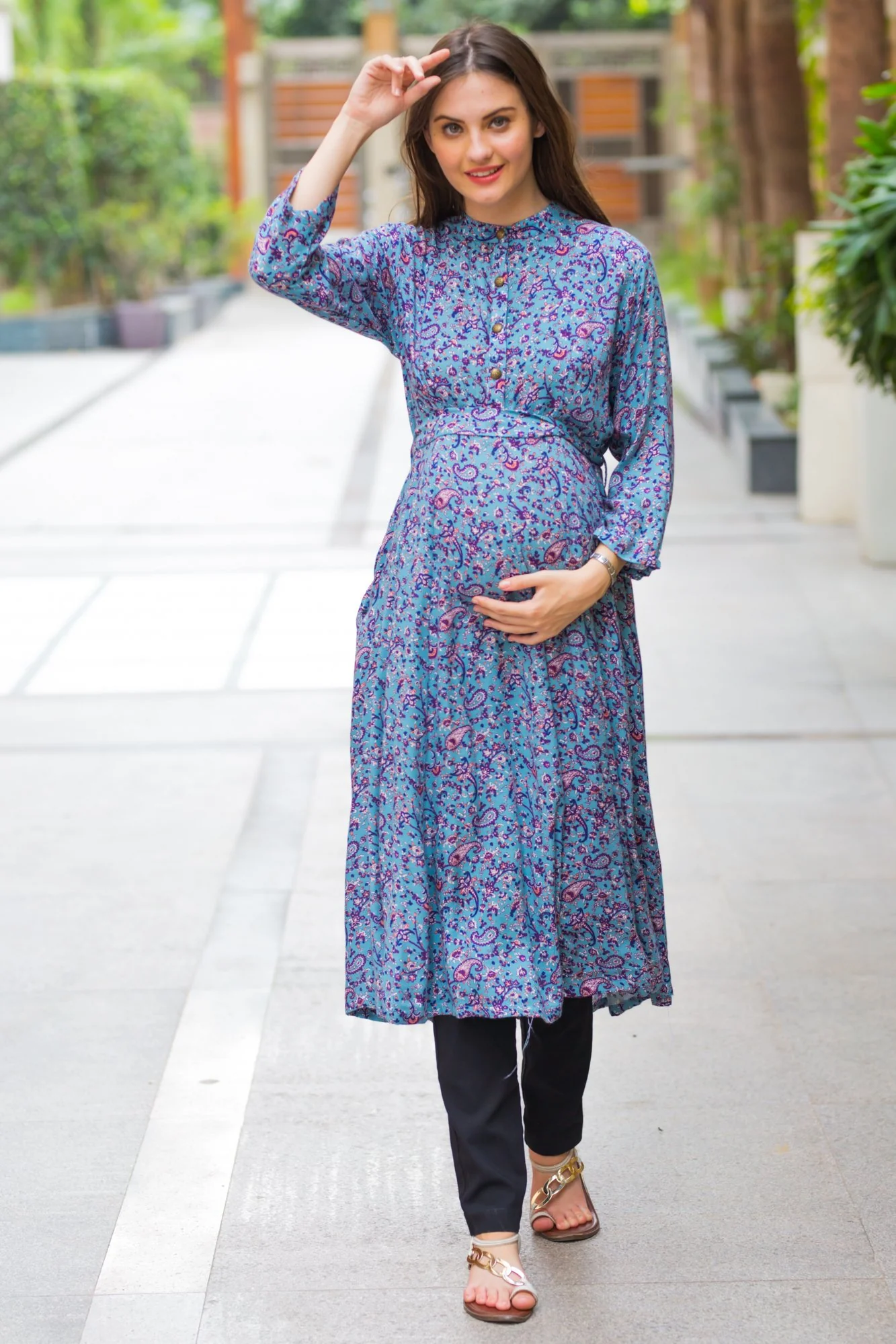 Lavender Paisley Maternity & Nursing Kurta - Chenance