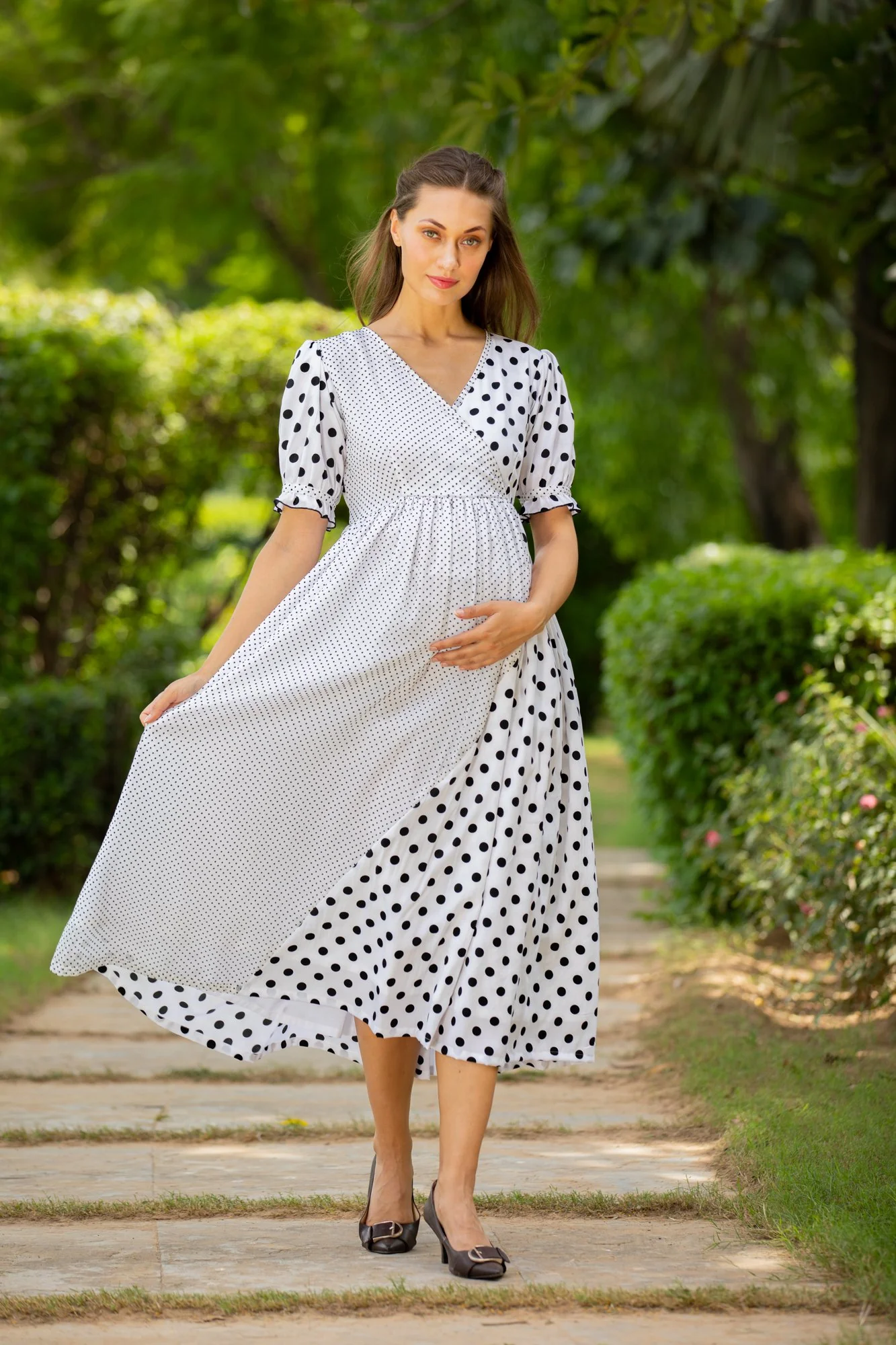Peppy Polka Maternity & Nursing Dress - Chenance