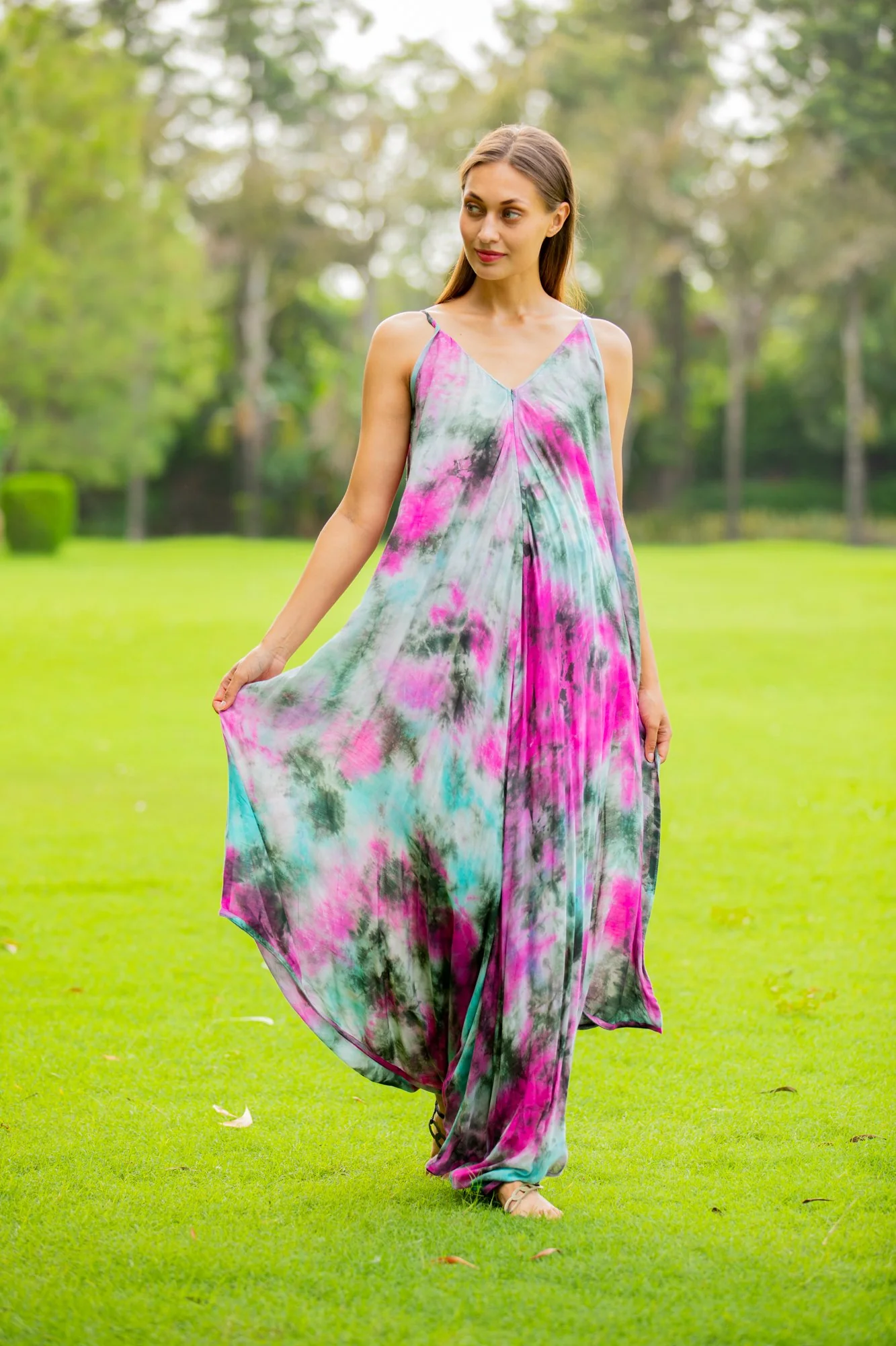 Flamingo Flint Tie-Dye Cotton Maternity and Nursing Jumpsuit - Chenance