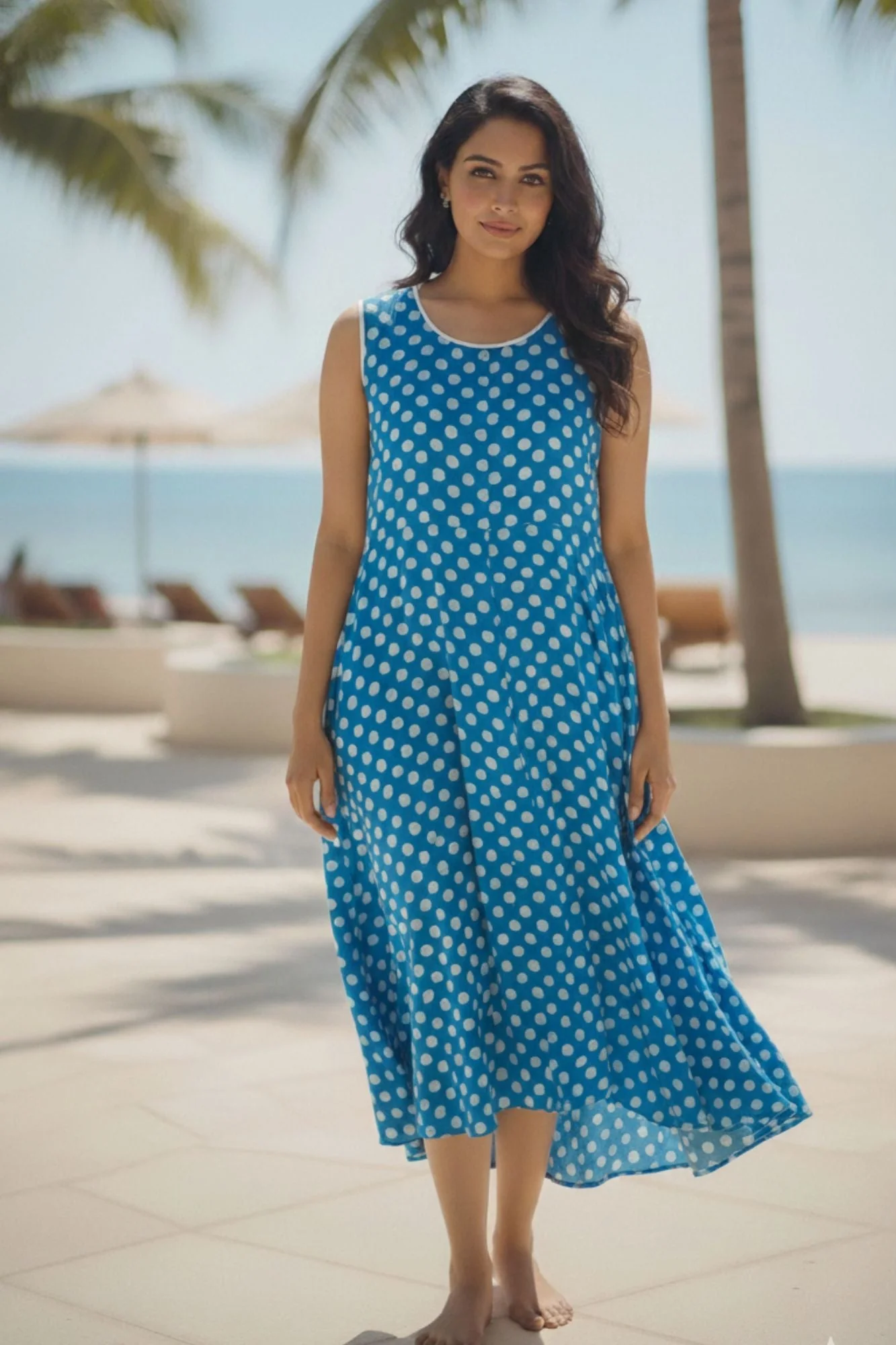 Polka Blue Maternity & Nursing Dress - Chenance