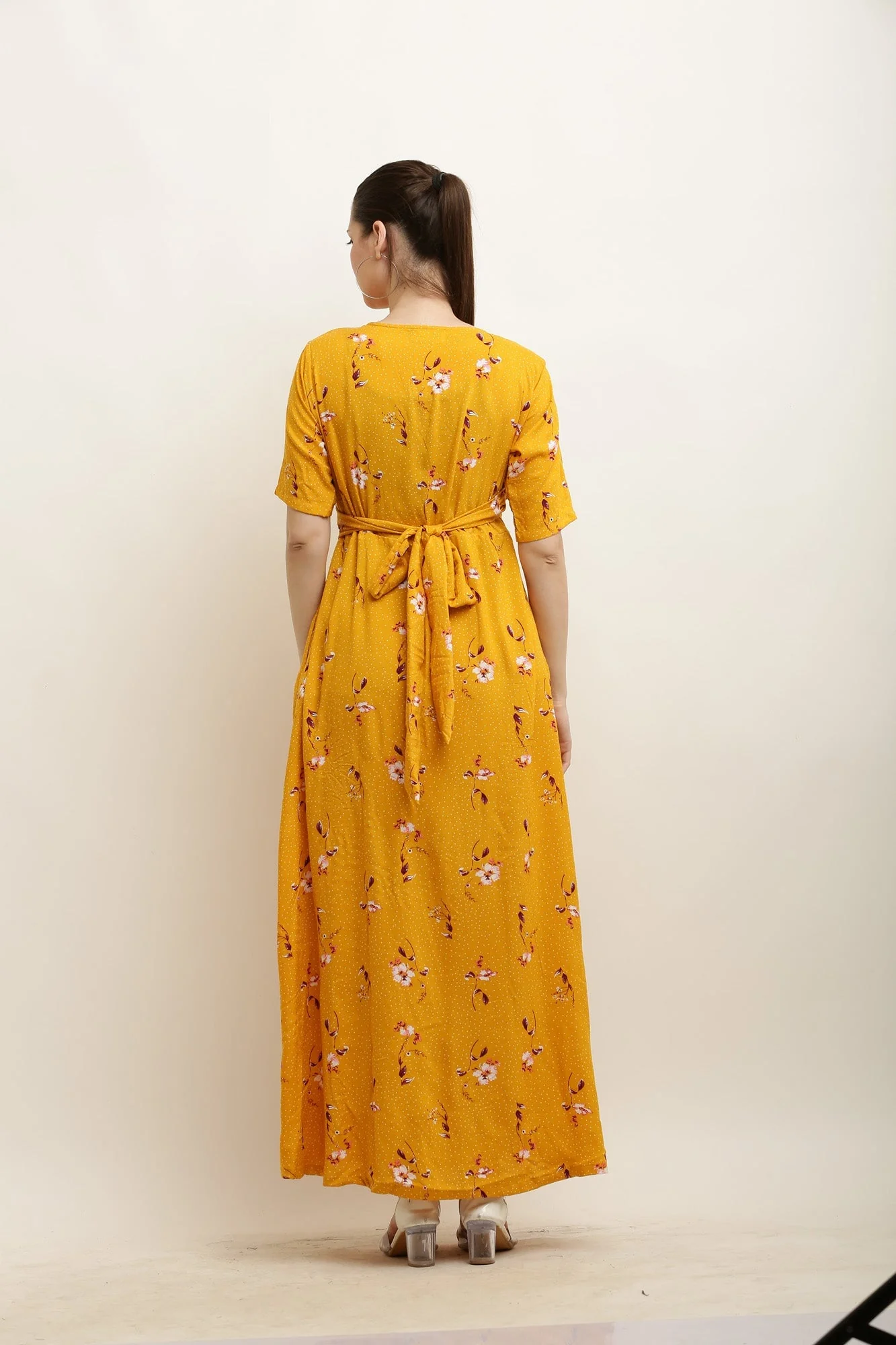 Pristine Medallion Floral Maternity & Nursing Wrap Dress - Chenance