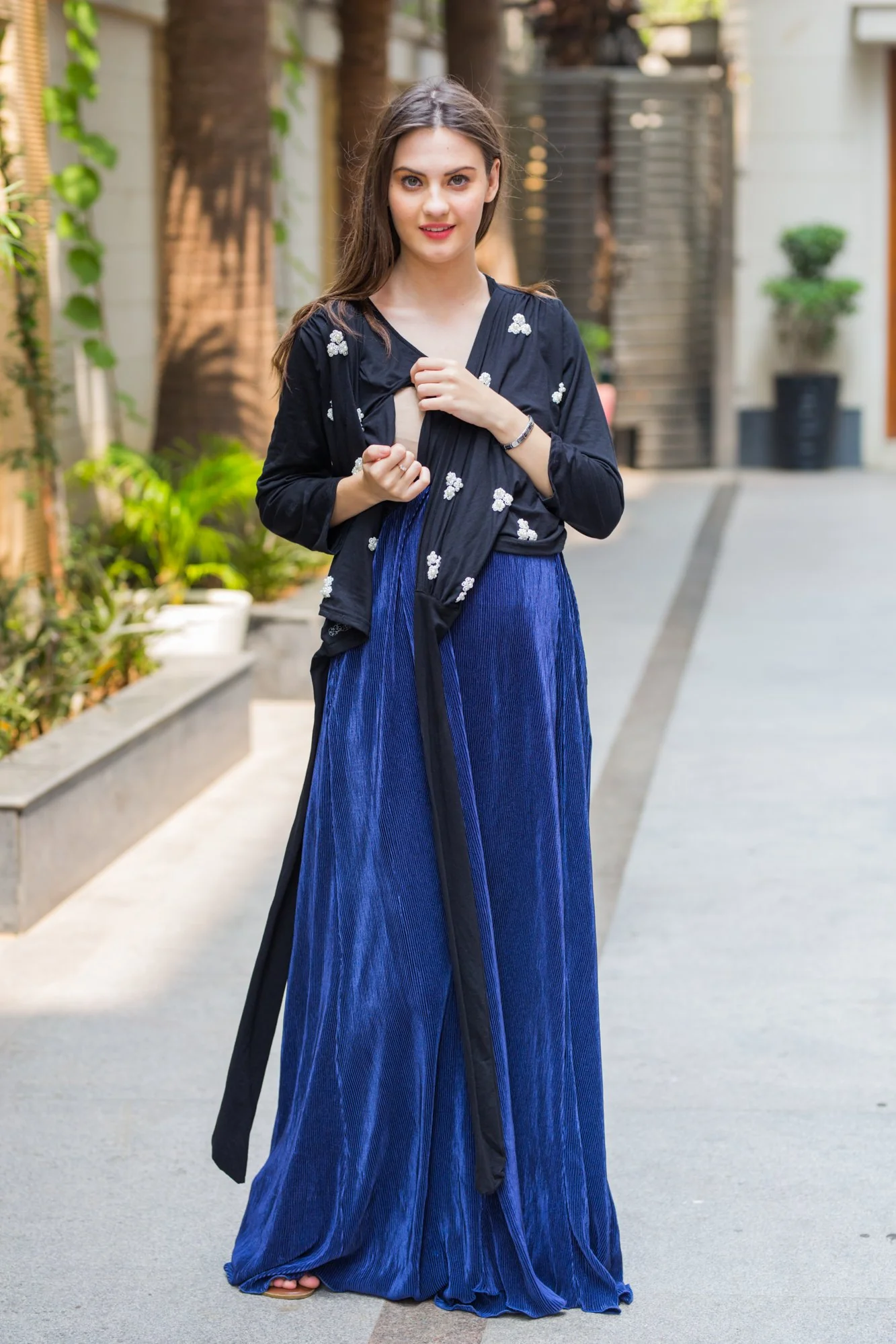 Divine Embroidered Nursing Wrap Dress - Chenance