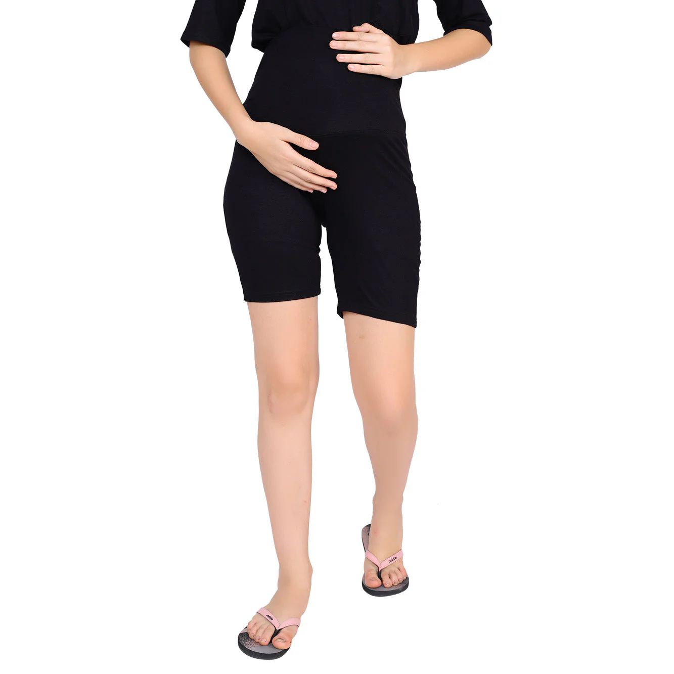 Comfy Black Over Bump Maternity Shorts (VISCOSE LYCRA) - Chenance