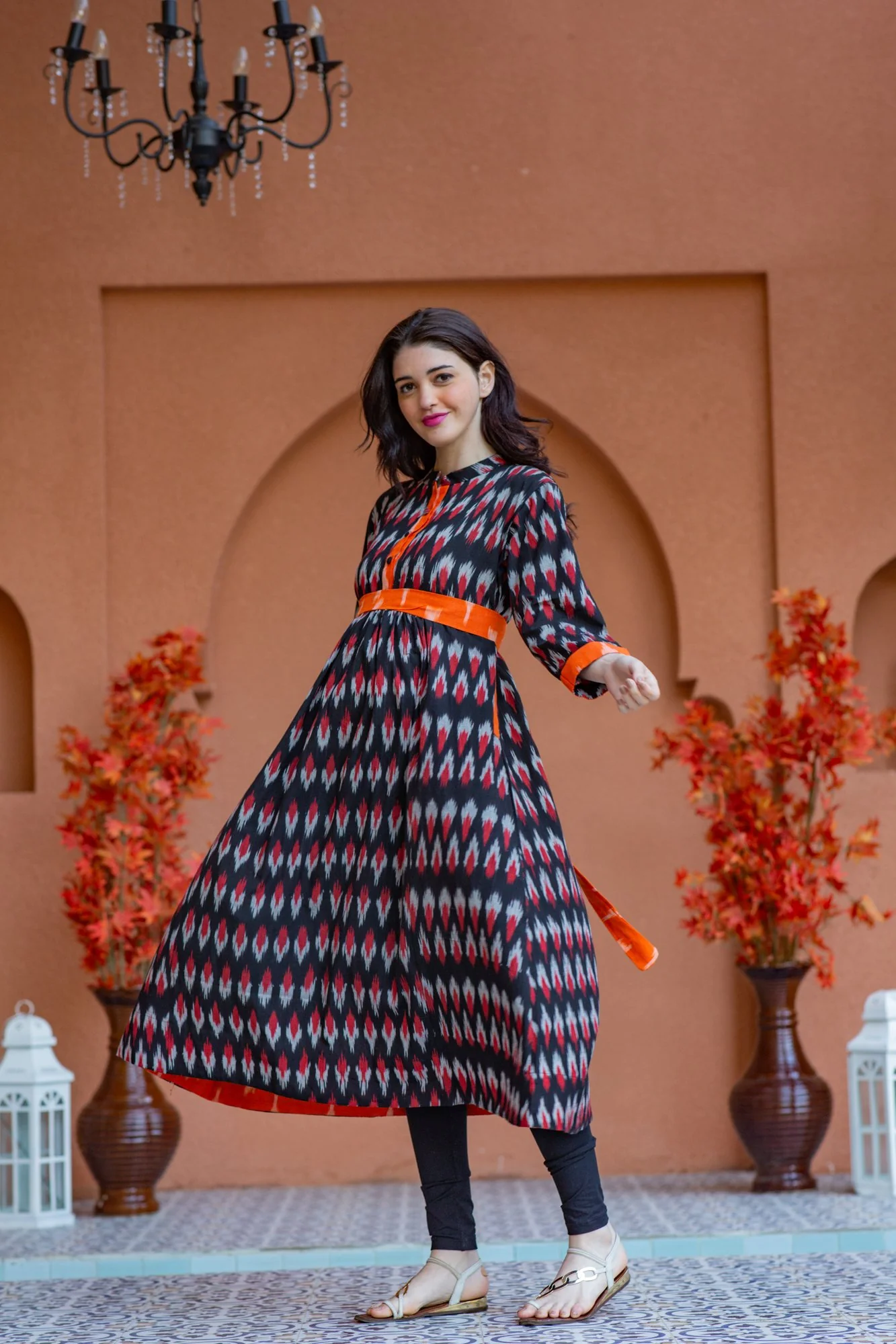 Zig-Zag Ikat Pocket Maternity & Nursing Kurta - Chenance