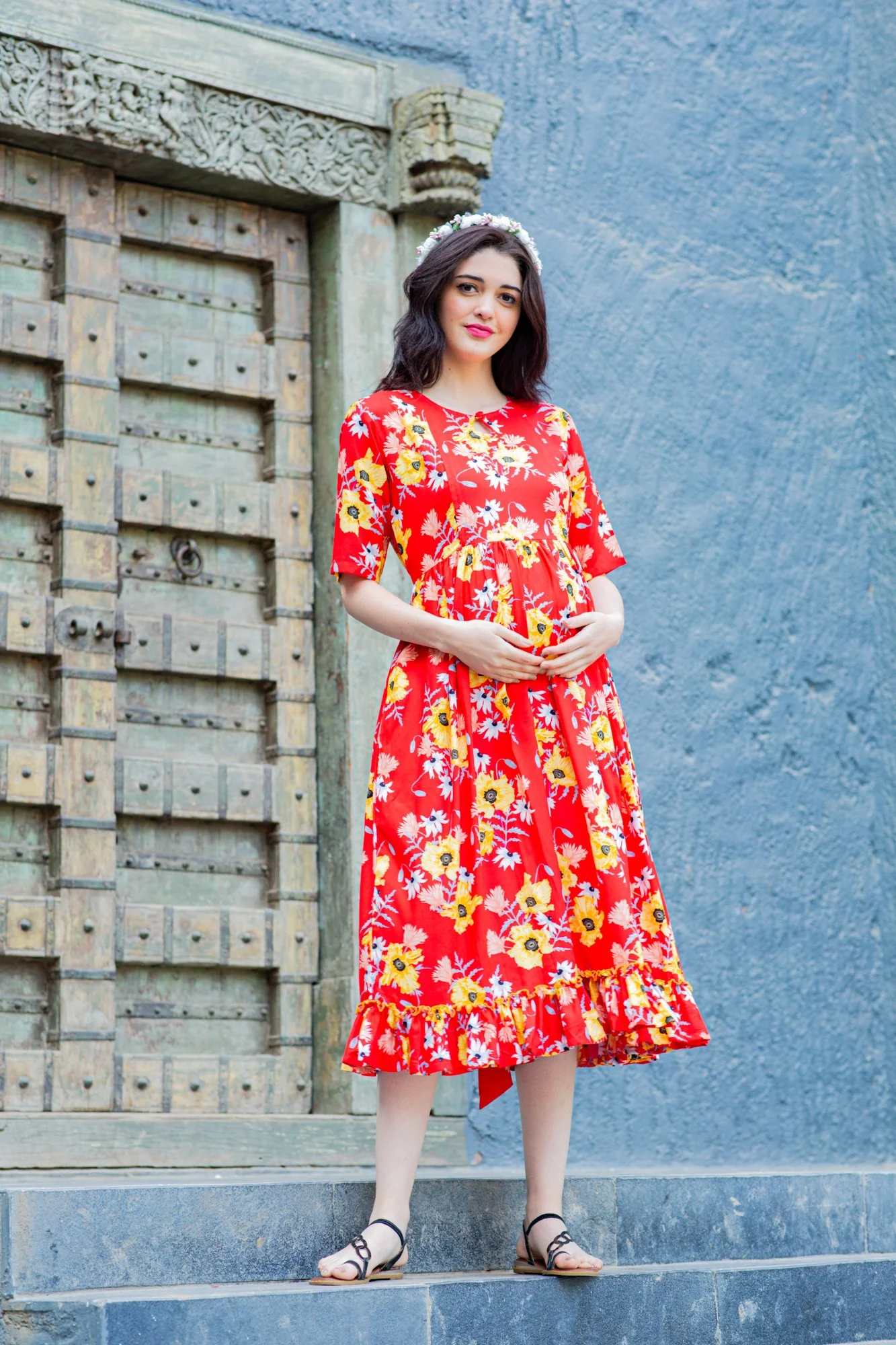 Candy Blossom Concealed Zips Nursing Dress - Chenance